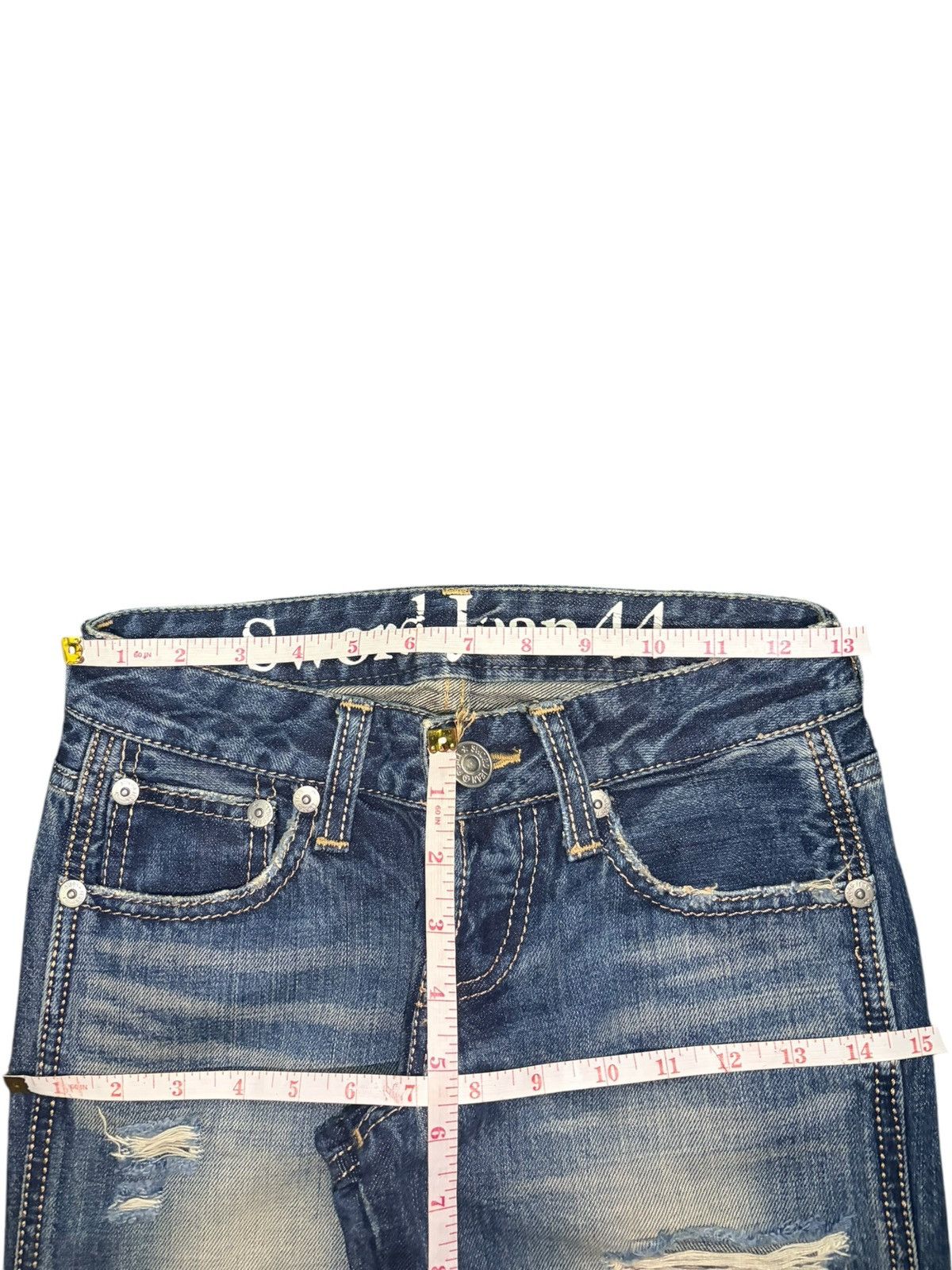 Hysteric Glamour Vintage Japanese Brand Distress Low Rise Flare Jeans Size 26" / US 2 / IT 38 - 6 Thumbnail