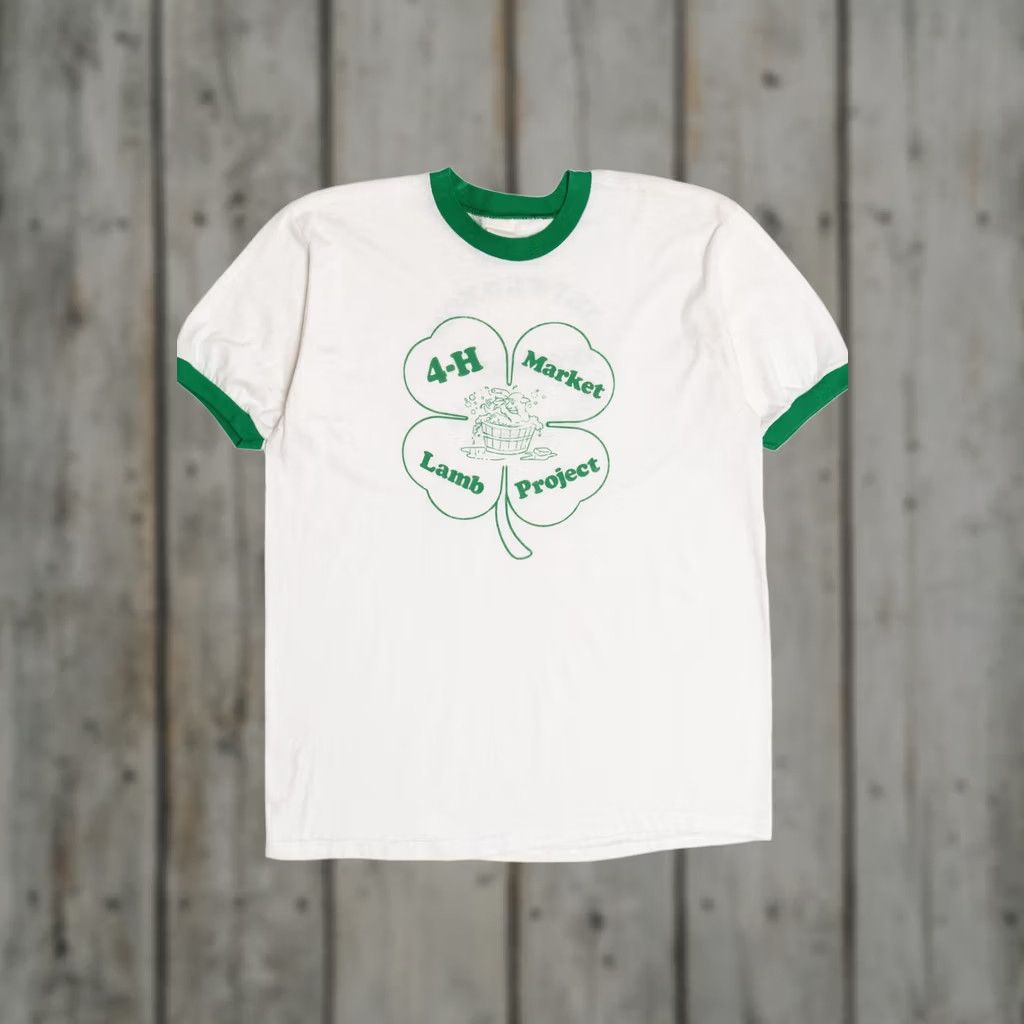 Market VINTAGE 4-H Market Lamb Project Tennessee Ringer T-Shirt Large White 1980s Adult Size US L / EU 52-54 / 3 - 1 Thumbnail