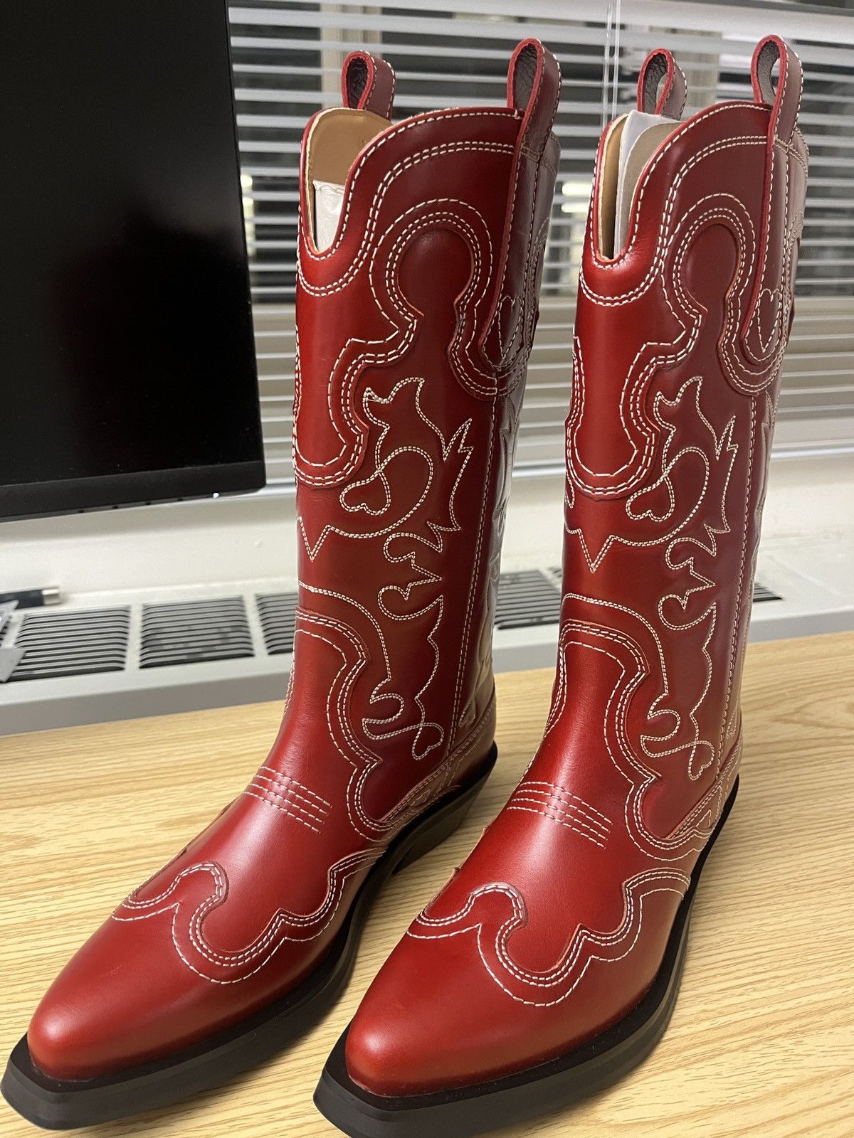 Ganni Ganni cowboy boots western boots red burgendy Size US 6 / IT 36 - 1 Thumbnail