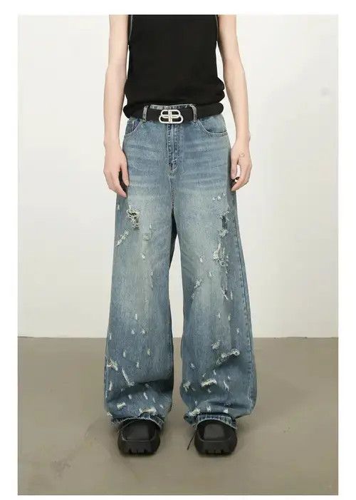 Jean American style distressed high street washed ripped jeans Size US 32 / EU 48 - 7 Thumbnail