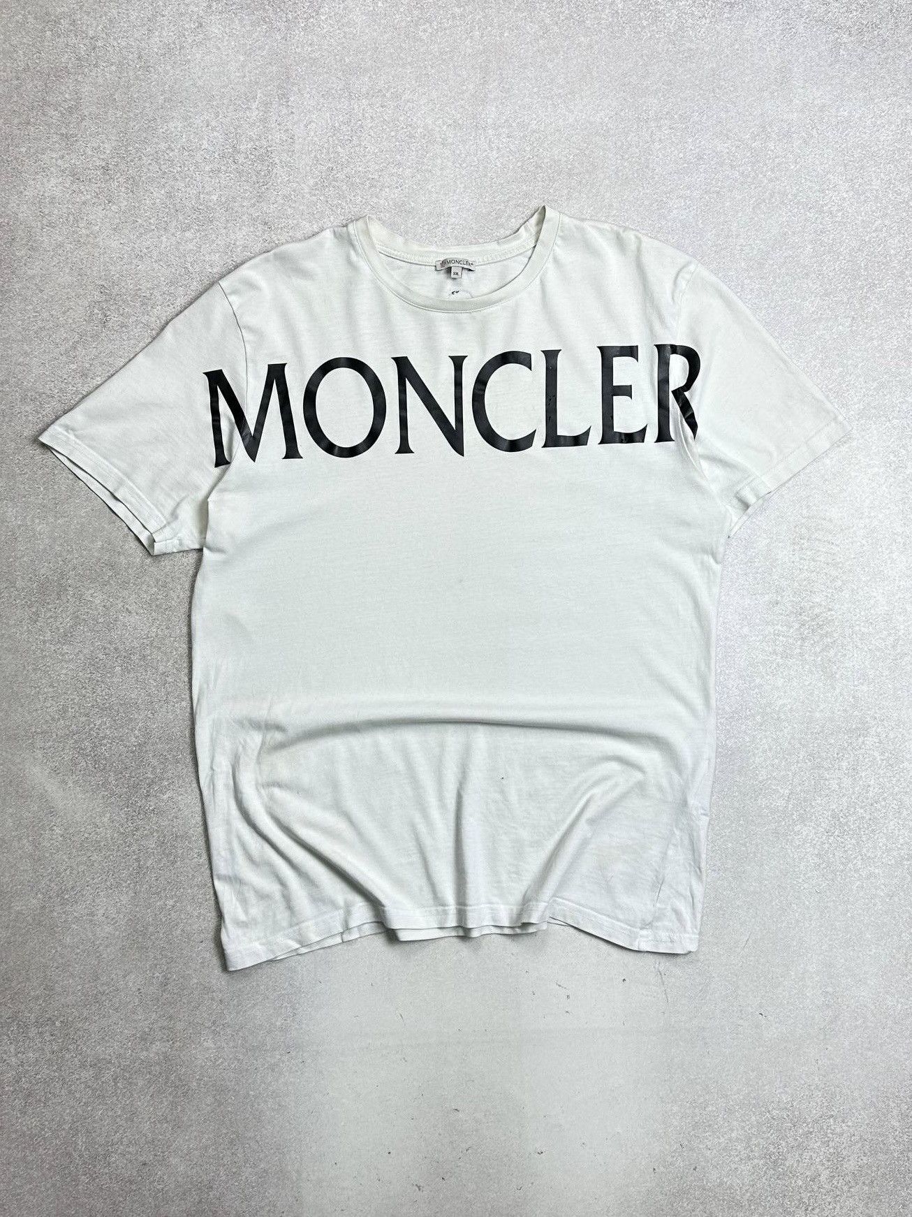 Moncler Spellout Logo White Mens T-shirt Rare XXL