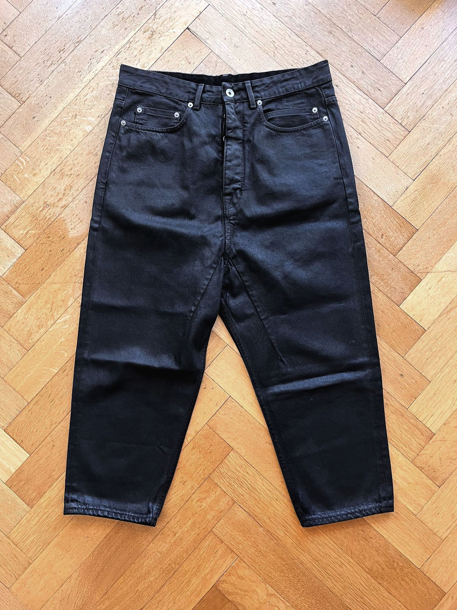 Rick Owens Drkshdw Cropped waxed cotton jeans in black Grailed