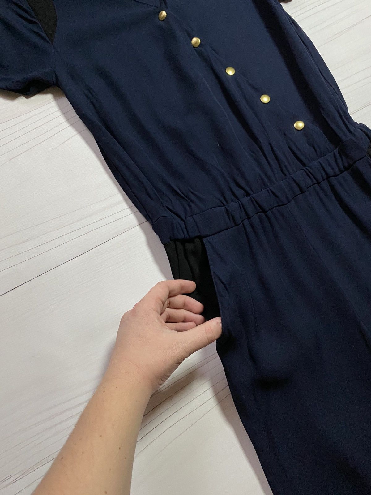 Sezane Sézane × La Redoute Minimal Navy Button Jumpsuit Size ONE SIZE - 10 Thumbnail