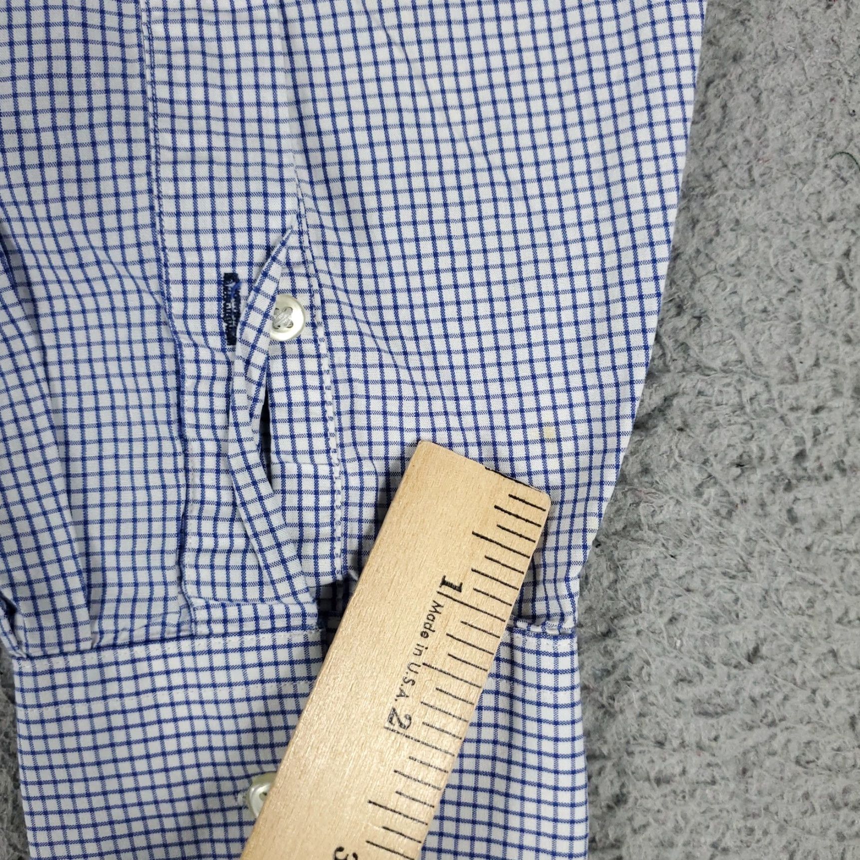 Tommy Hilfiger Tommy Hilfiger Dress Shirt Mens 16 Blue Check Long Sleeve Button Up Collar 100% Cotton Classic Style Mens Large Blue Size 42R - 6 Thumbnail