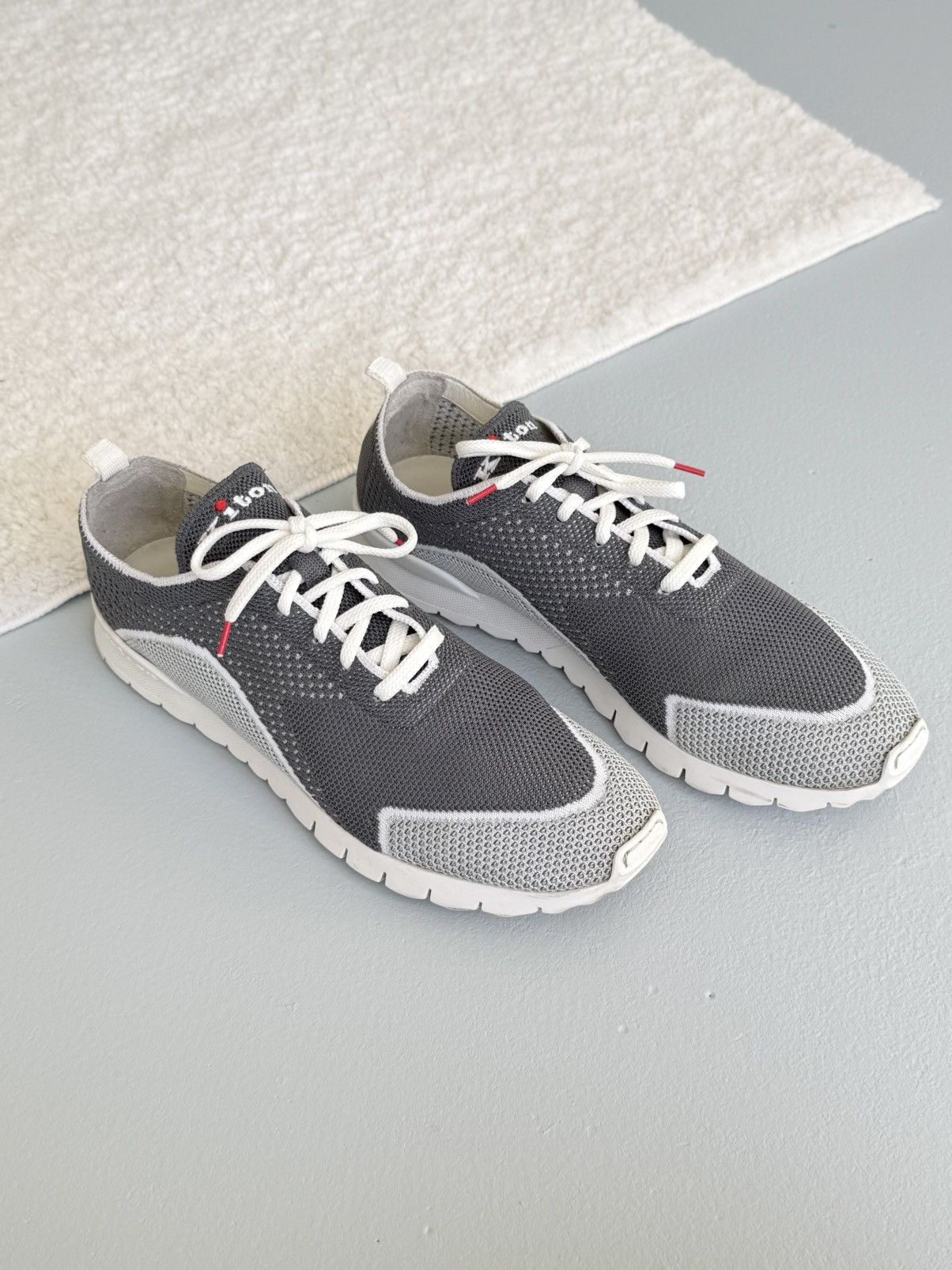 Kiton Kiton Low-Top Mesh Knit Lace-Up Cotton Sock Sneakers Gray Size US 12 / EU 45 - 2 Thumbnail