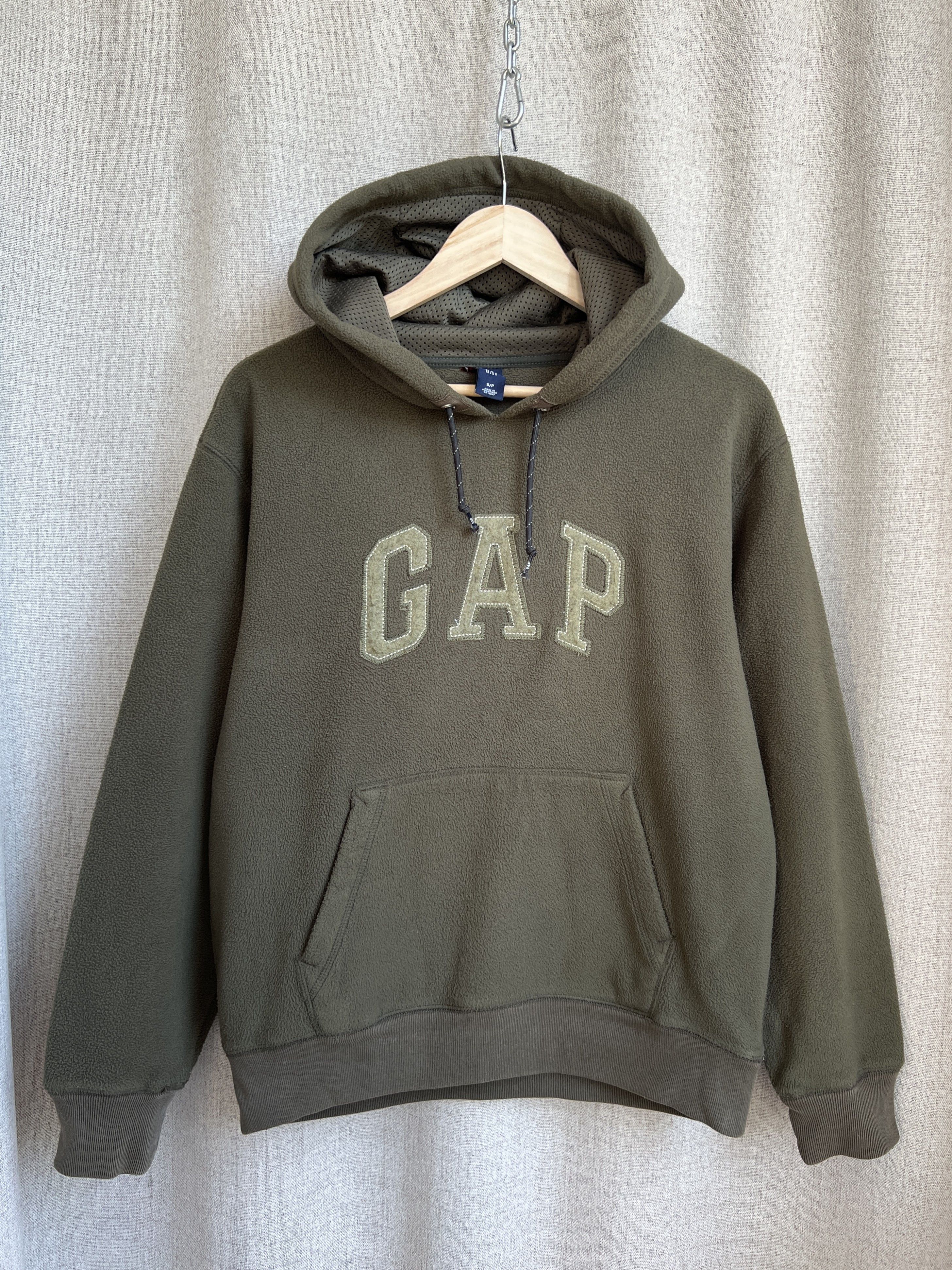 Gap Y2K GAP Front Logo Khaki Green Fleece Hoodie Size US S / EU 44-46 / 1 - 1 Thumbnail