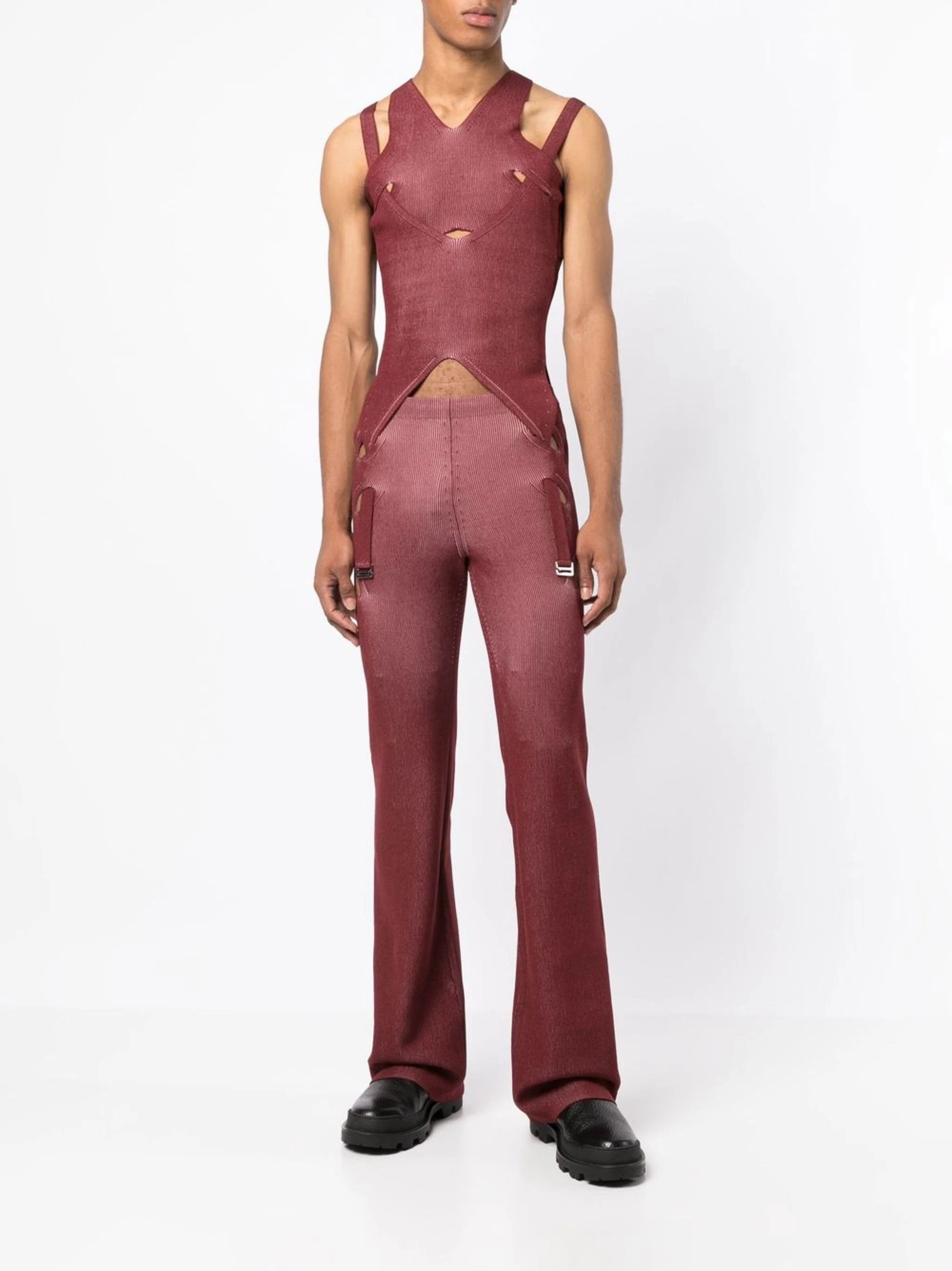 Dion Lee o1mle0524 Interlock Wool Trousers in Burgundy Size 32" / US 10 / IT 46 - 2 Thumbnail