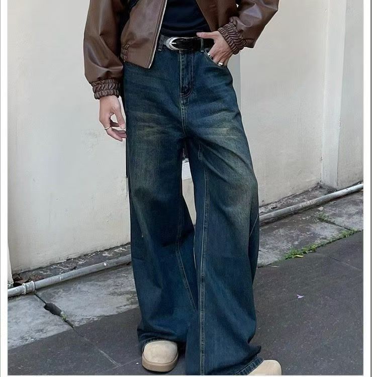 Japanese Brand × Jean American washed retro straight all-match distressed jeans Size US 32 / EU 48 - 3 Thumbnail