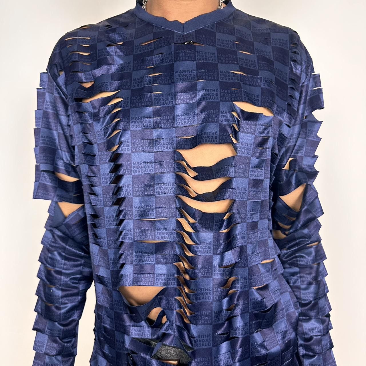 Marithe + Francois Girbaud ASTROBOI* x Girbaud Blue Slashed Checkerboard Jersey - Large Size US L / EU 52-54 / 3 - 2 Thumbnail