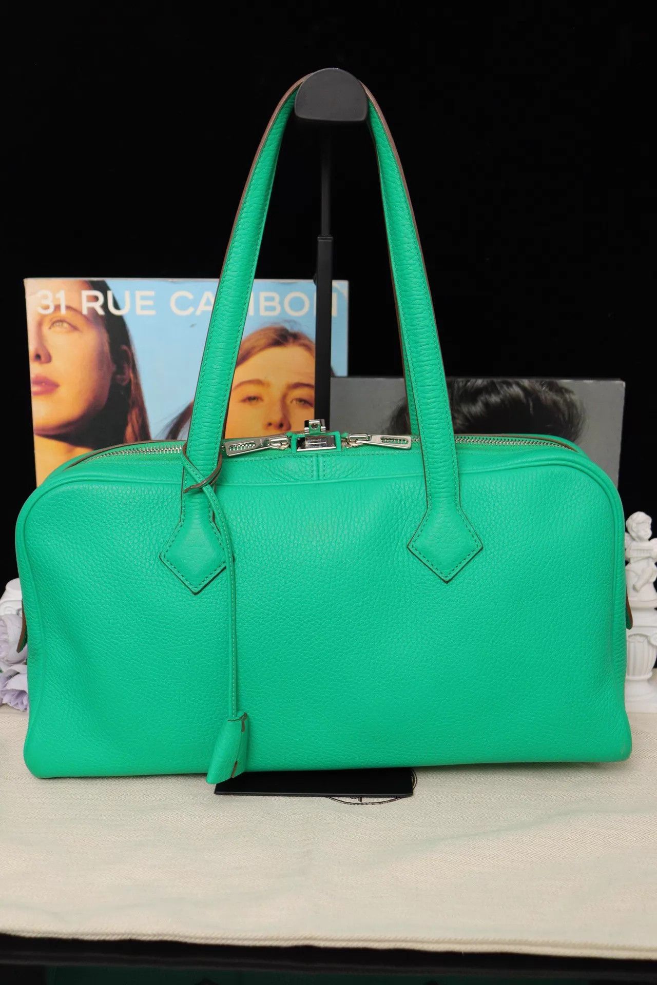 Hermes Hermès Victoria 38 Green Silver P Key, Dustbag, Lock Size ONE SIZE - 1 Thumbnail