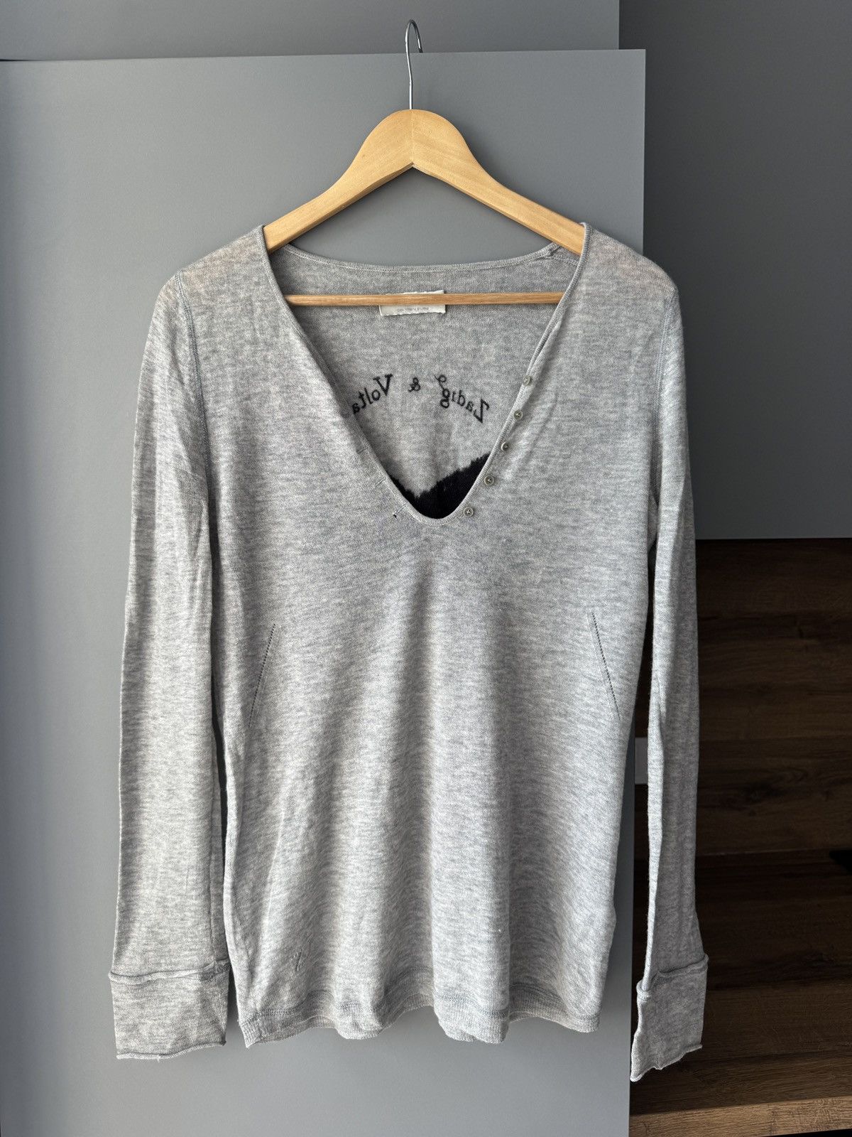 Zadig & Voltaire Zadig & Voltaire Cashmere Wings Print Button Sweater Size L / US 10 / IT 46 - 2 Thumbnail