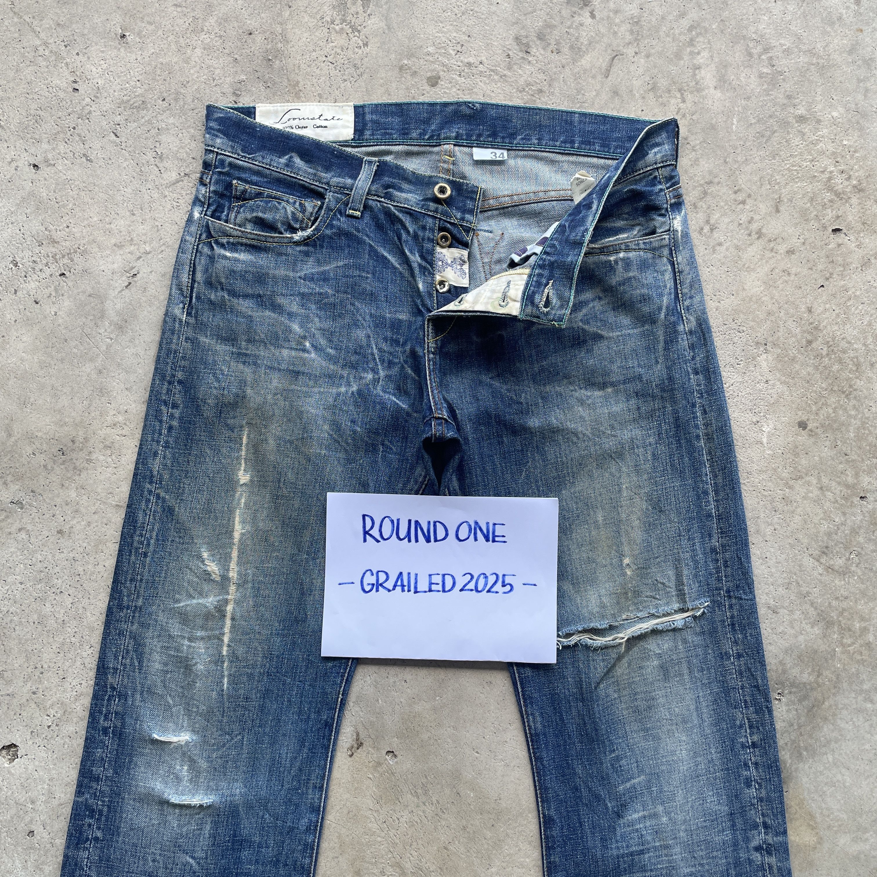 Vintage W35x29 VINTAGE LOOMSTATE JEANS FADED PANTS DISTRESSED DENIM Size US 35 - 3 Thumbnail