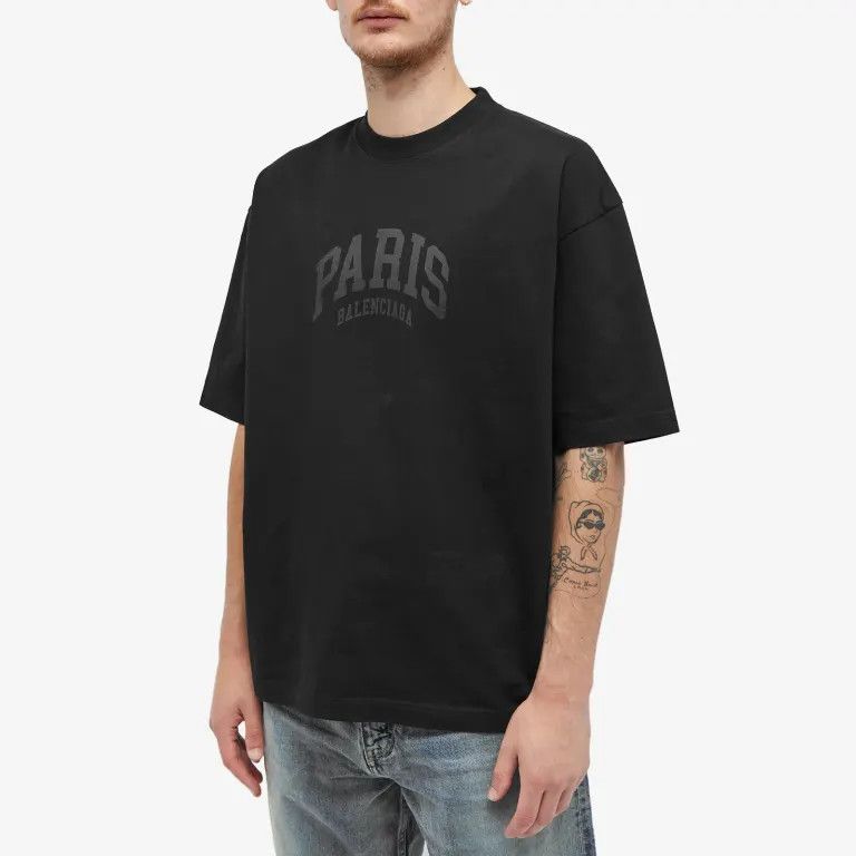 Balenciaga o1mt1gz0824 Cities Paris T-Shirt Medium Fit in Black Size US S / EU 44-46 / 1 - 4 Thumbnail