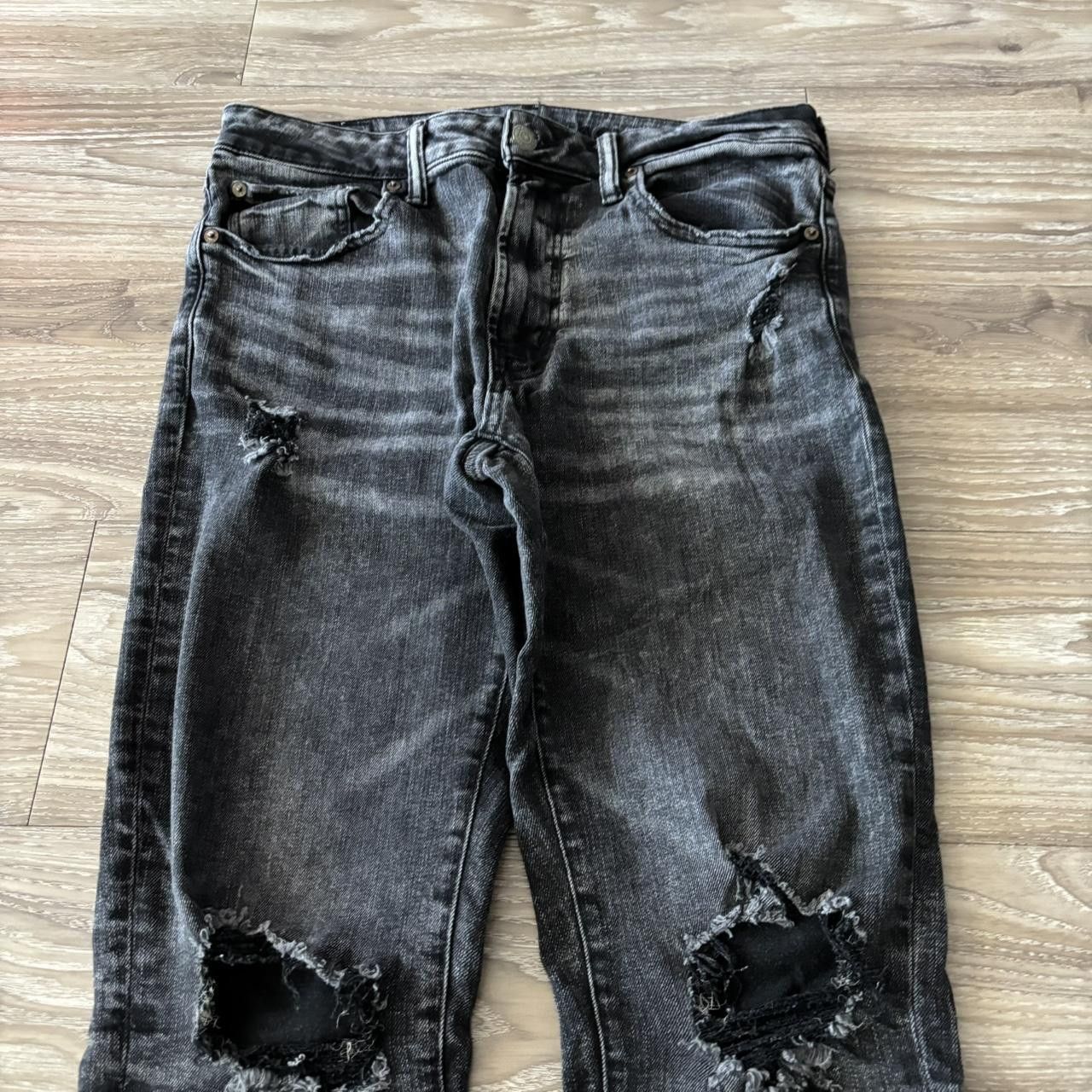 Japanese Brand Crazy Vintage Y2K/2000s Grunge Black Distressed Skinny Denim Jeans! 32x33 Size US 32 / EU 48 - 5 Thumbnail