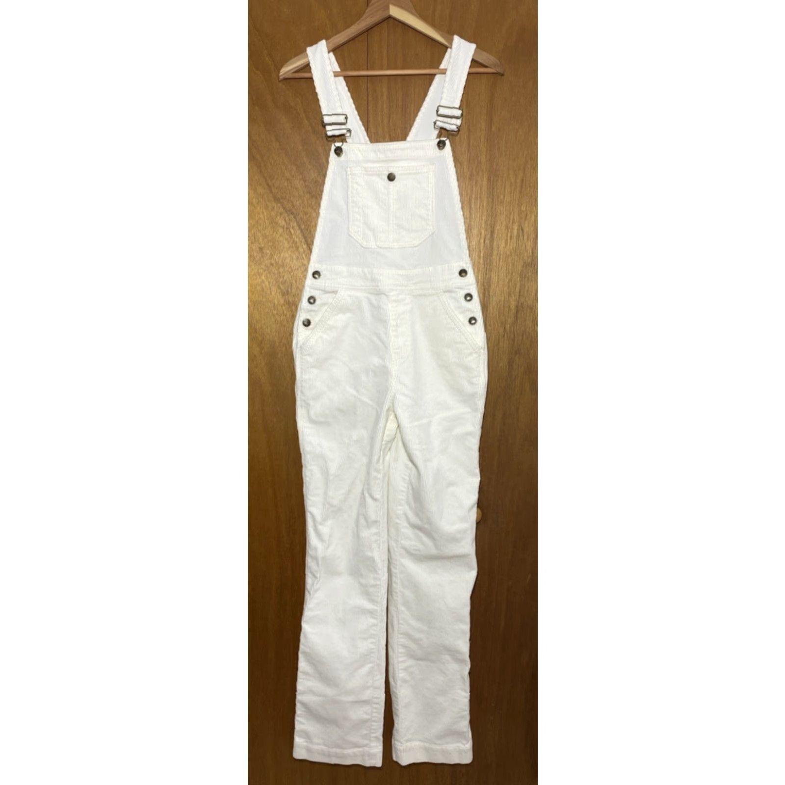 Faherty Faherty Women's Walker Corduroy Overalls Pants Ivory S 90s Organic Cotton Blend Corduroy One-Piece Casual Mens Womens Girls Boys Size 28" / US 6 / IT 42 - 3 Thumbnail
