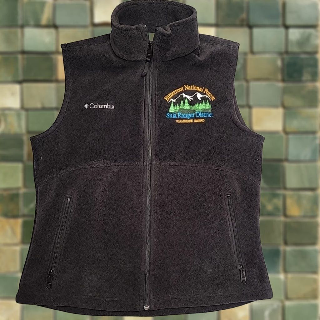 Vintage Columbia Vest Womens M Black Women Fleece Bitteroot National Forest Sula Ranger District Size M / US 6-8 / IT 42-44 - 1 Thumbnail