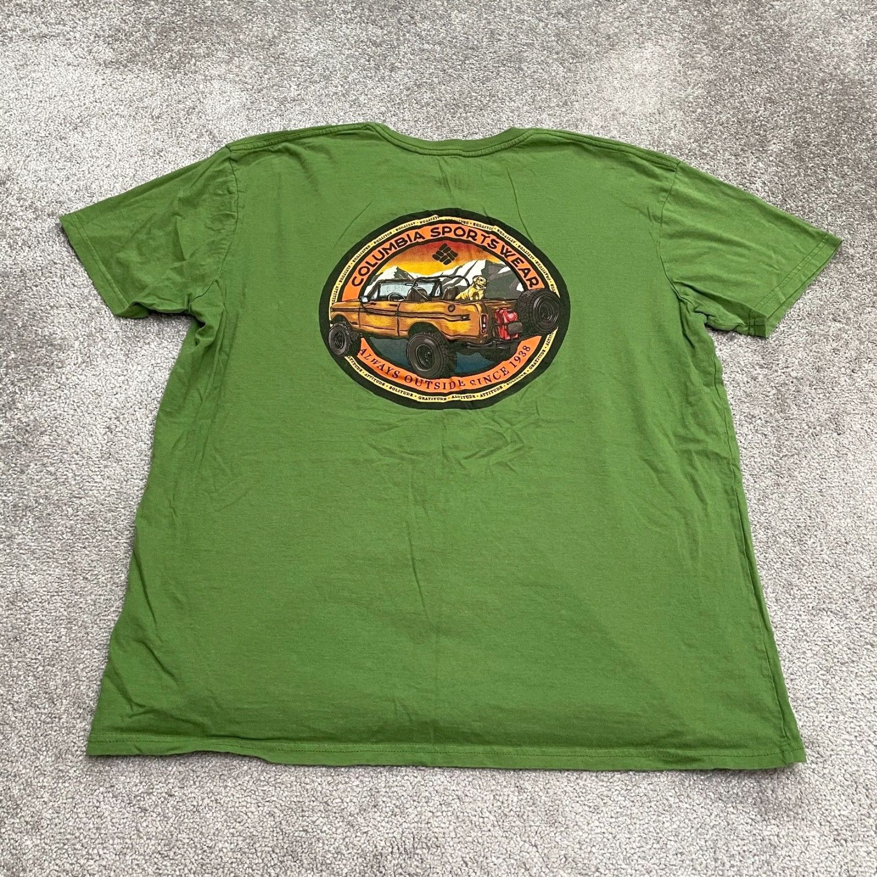 Vintage Columbia Graphic T-Shirt Men XXL Green Crew Neck Short Sleeve Casual Outdoor Tee Size US XXL / EU 58 / 5 - 2 Thumbnail