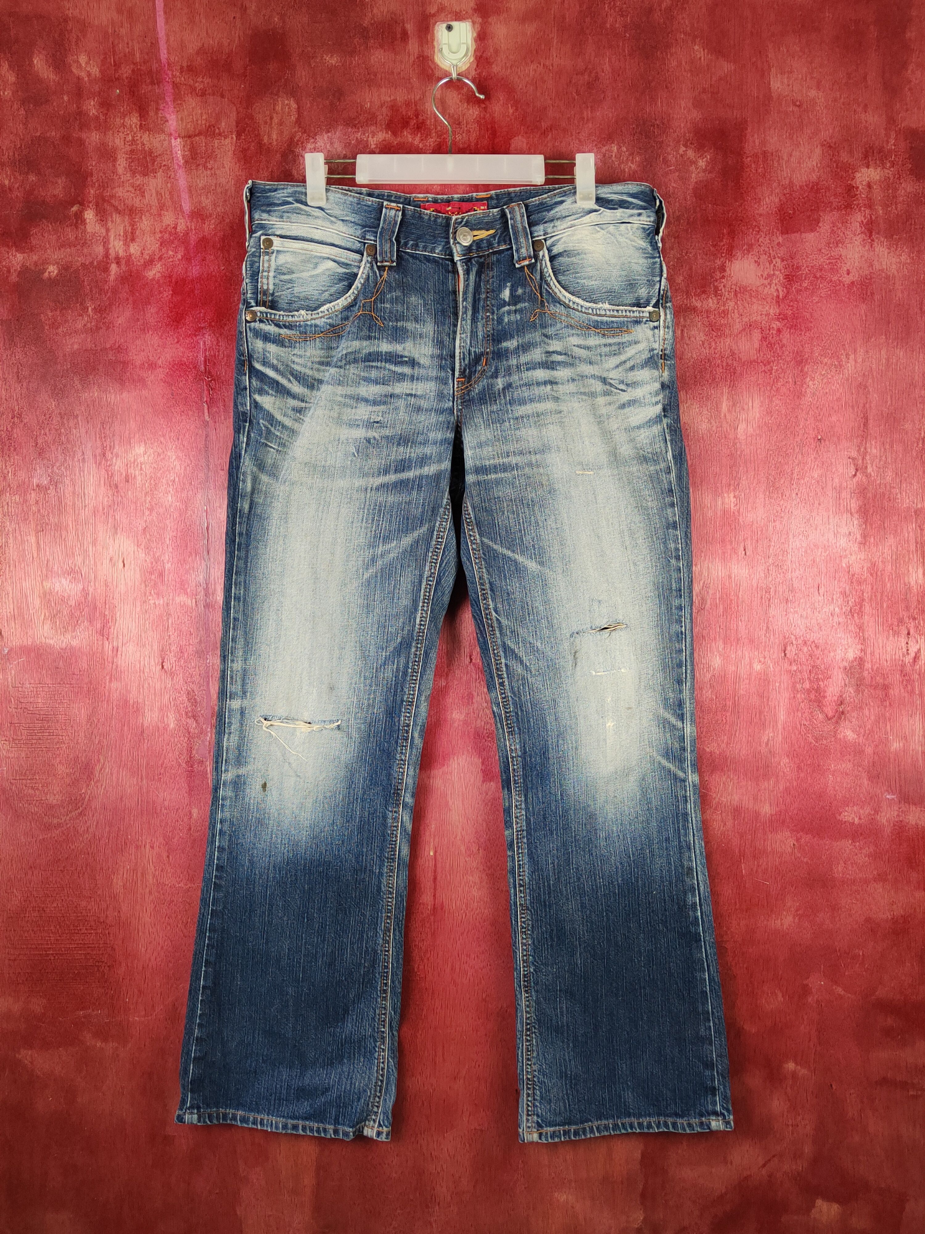 Edwin Edwin Dark Blue Distressed Ripped Jeans #S2204 Size US 32 / EU 48 - 1 Thumbnail