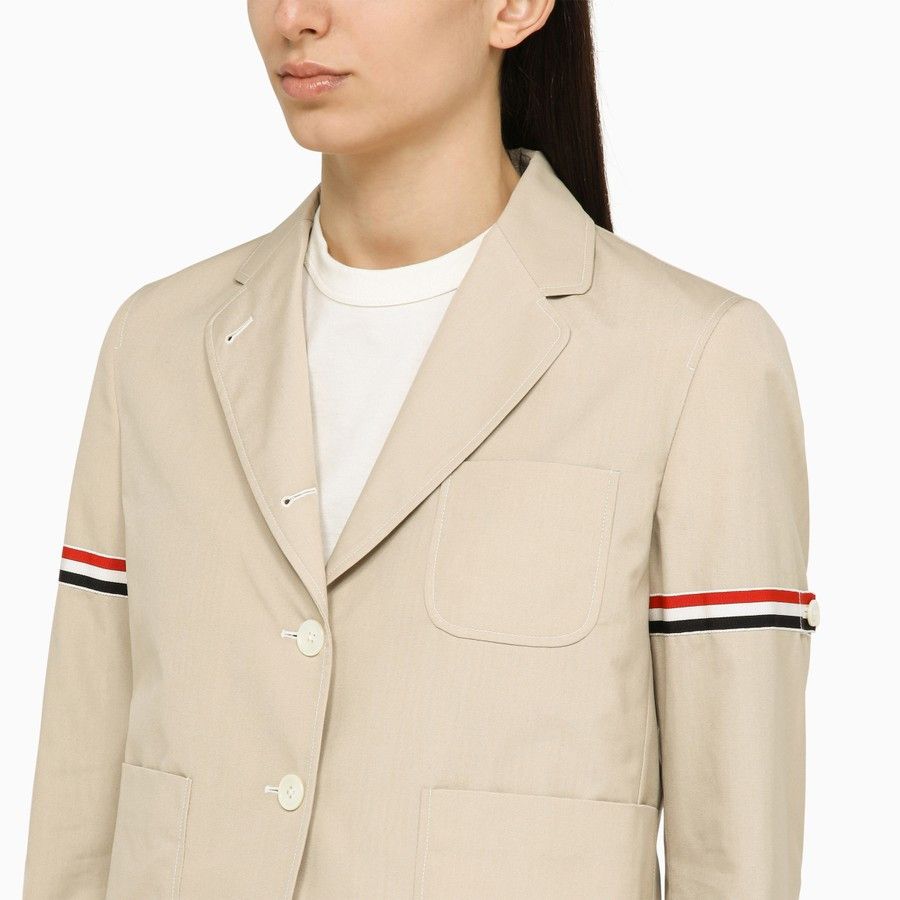 Thom Browne o1d2blof1024 Cotton Blend Short Blazer in Beige Size S / US 4 / IT 40 - 4 Thumbnail