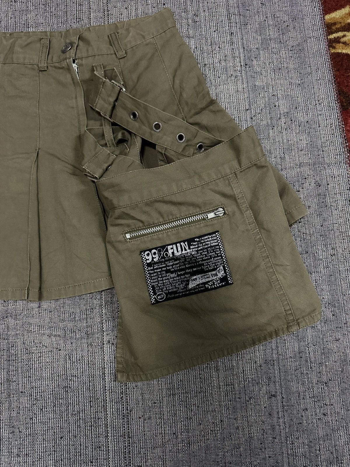 Japanese Brand Vintage BA.TSU Japan Seditionaries Belt Khaki Mini Skirts Size 22" - 4 Thumbnail