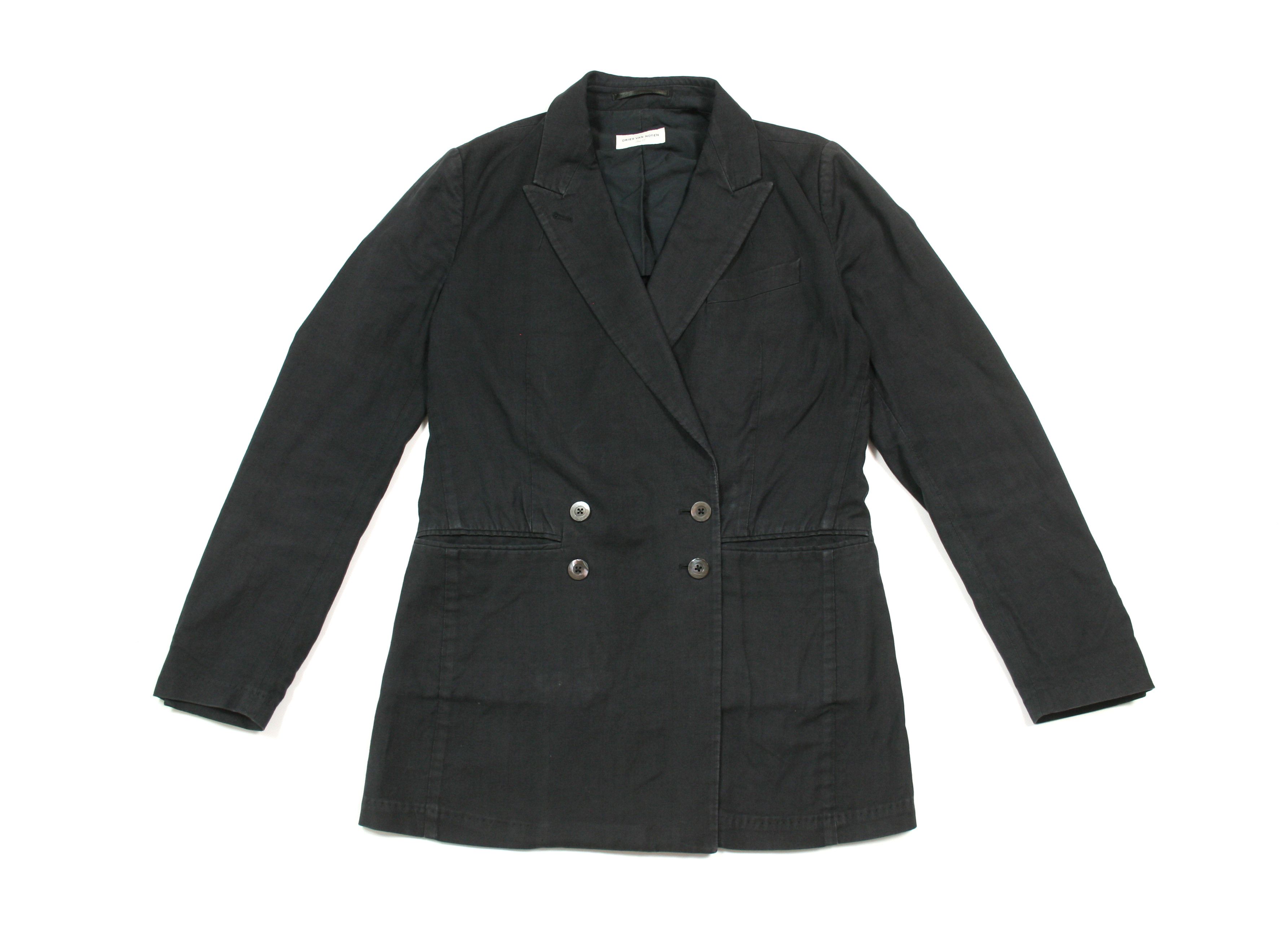 Dries Van Noten 00S Cotton Paper Garment Dyed D-B Oversize Blazer Vintage Size XS / US 0-2 / IT 36-38 - 1 Thumbnail