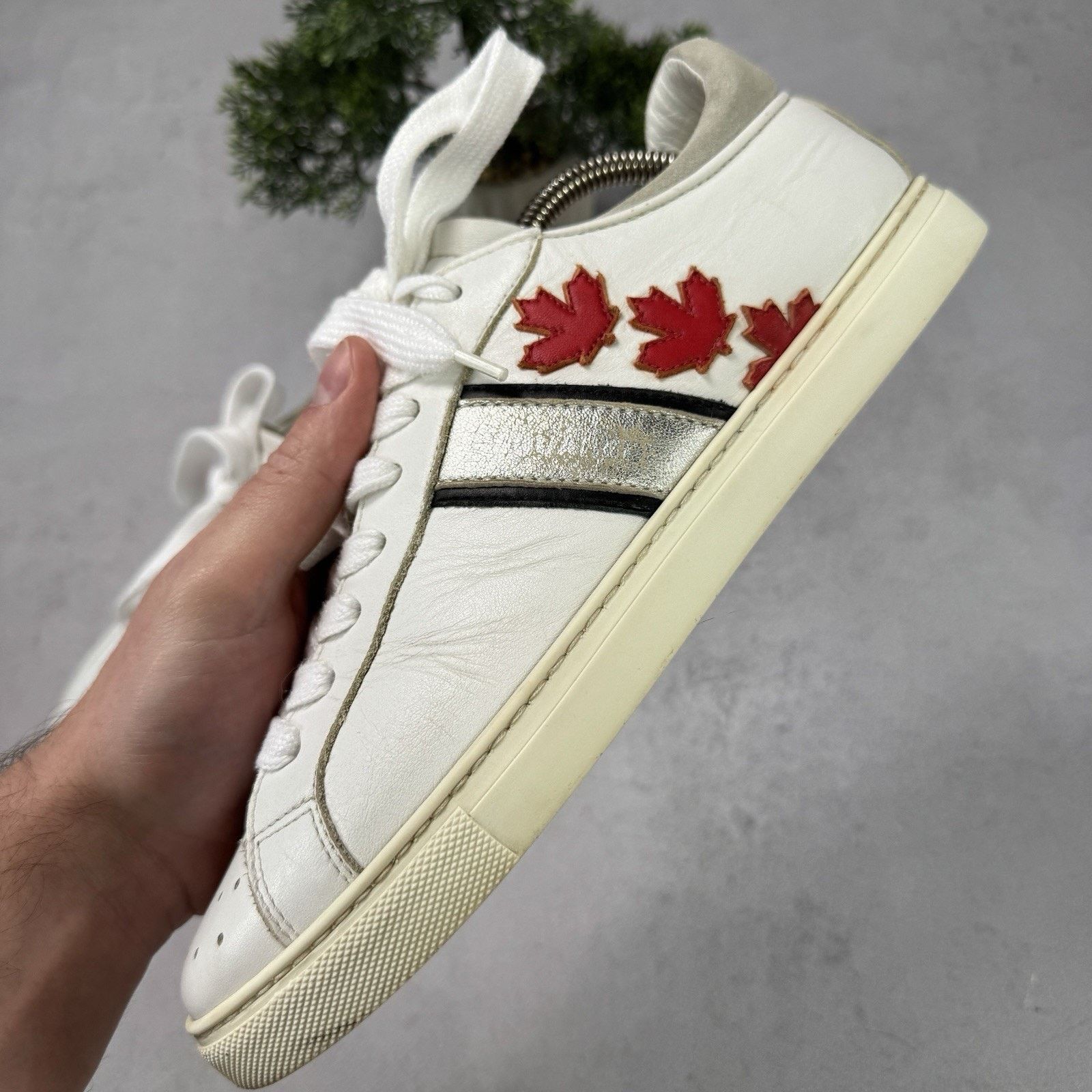 Dsquared2 Dsquared2 White Leather Low Top Sneakers Size 41 US 8 Men Size US 8 / EU 41 - 16 Thumbnail