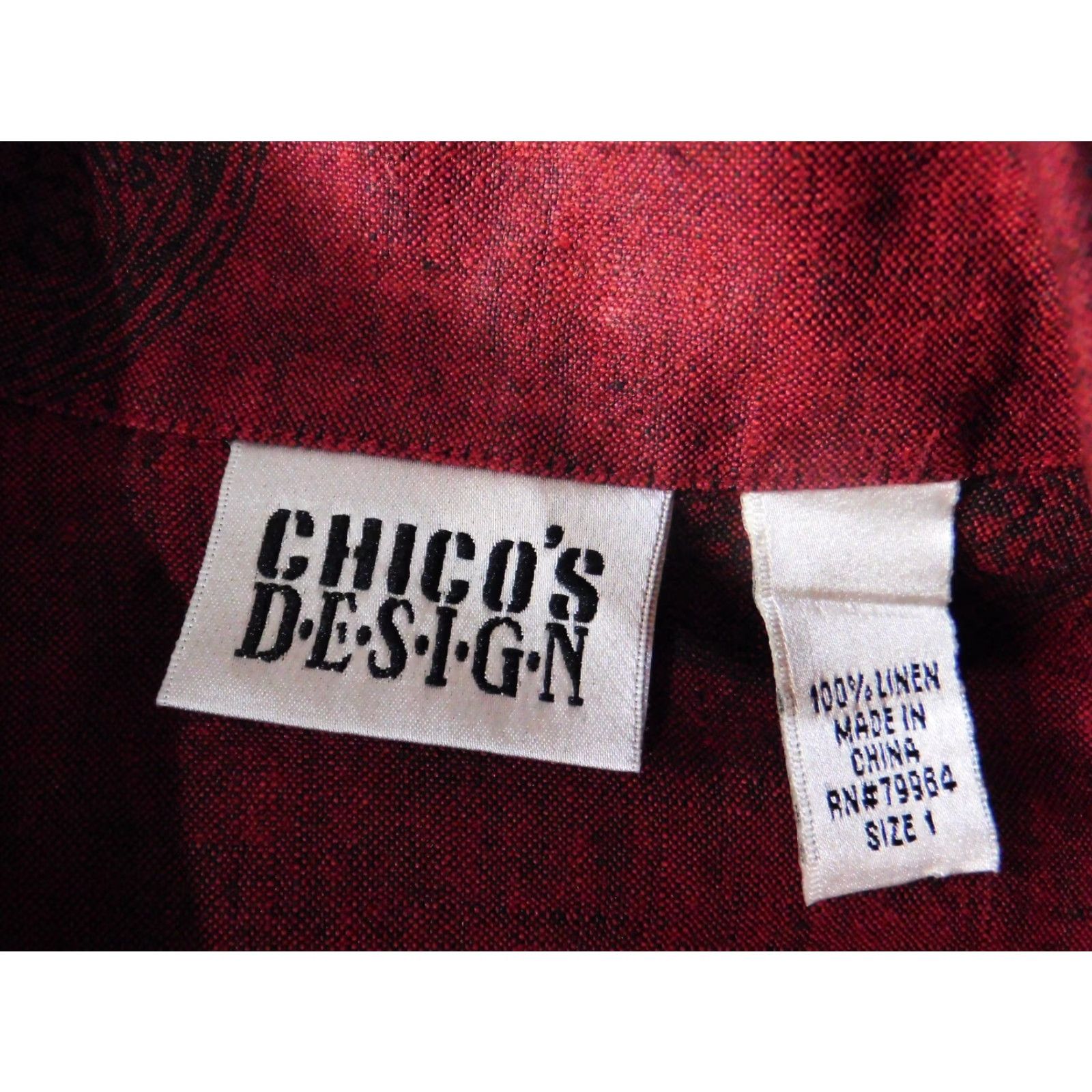 Vintage Chicos Blouse Shirt Womens Vintage? No Red Linen Knit Geometric Long Sleeve Collared Snap Button Collar Classic/Fitted Regular Size 1 Size XS / US 0-2 / IT 36-38 - 4 Thumbnail