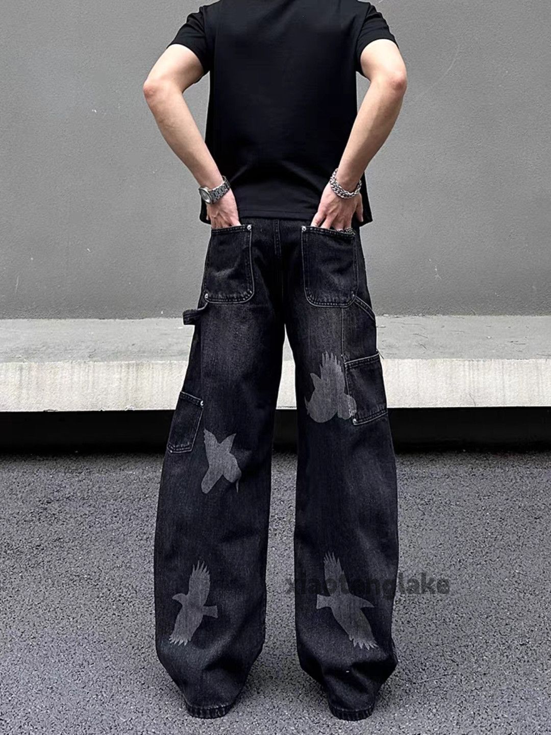 Jean Unisex utility loose baggy pattern graphic cargo pants Size US 32 / EU 48 - 6 Thumbnail