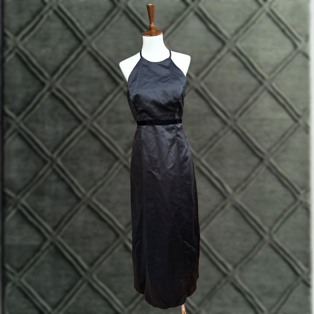 Vera Wang Vera Wang Black Halter Evening Gown Dress Size 8 Satin Formal Prom Wedding Guest Womens Maxi Long Satin Halter Neck Black 8 Formal Wedding Vera Wang Size M / US 6-8 / IT 42-44 - 1 Thumbnail