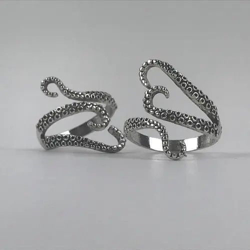 Handmade × Jewelry Kraken Octopus Sterling Silver Adjustable Ring Size ONE SIZE - 1 Thumbnail