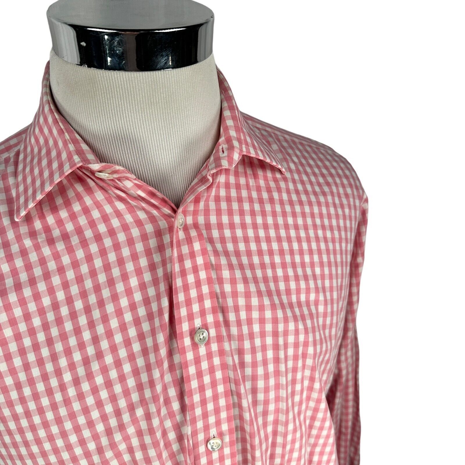 The Unbranded Brand Harvie & Hudson Shirt Men’s Large Pink Gingham 100% Cotton Size US L / EU 52-54 / 3 - 2 Thumbnail