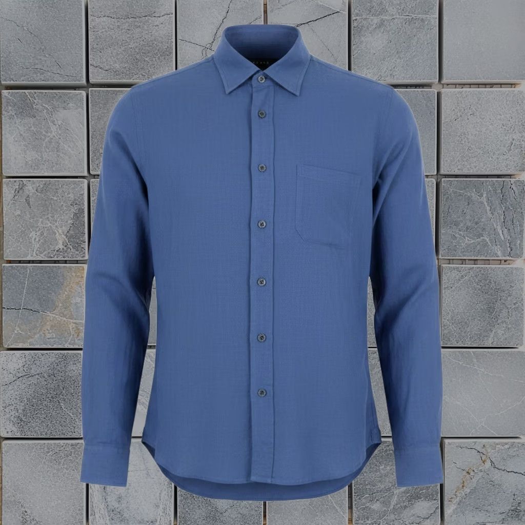 Sease Shirt M Royal Blue Linen Button-Down Long Sleeve Regular Fit Tn359 Mens in Gray, Men's