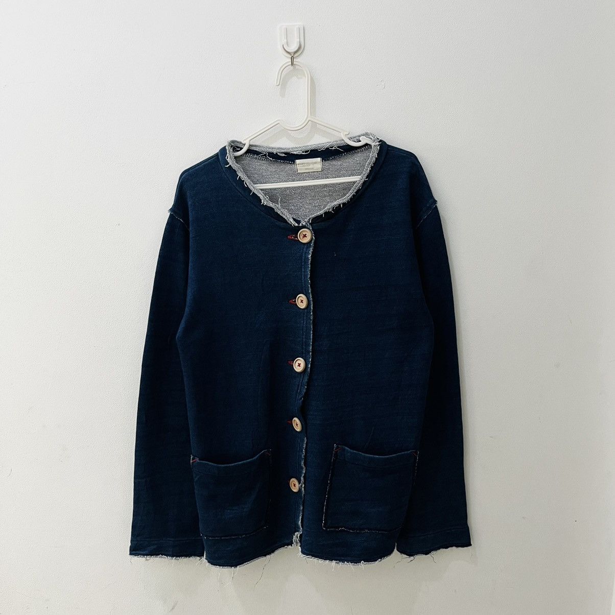 Japanese Brand Pippin Standard Unfinished Indigo Blue Cotton Cardigan Size US M / EU 48-50 / 2 - 1 Thumbnail