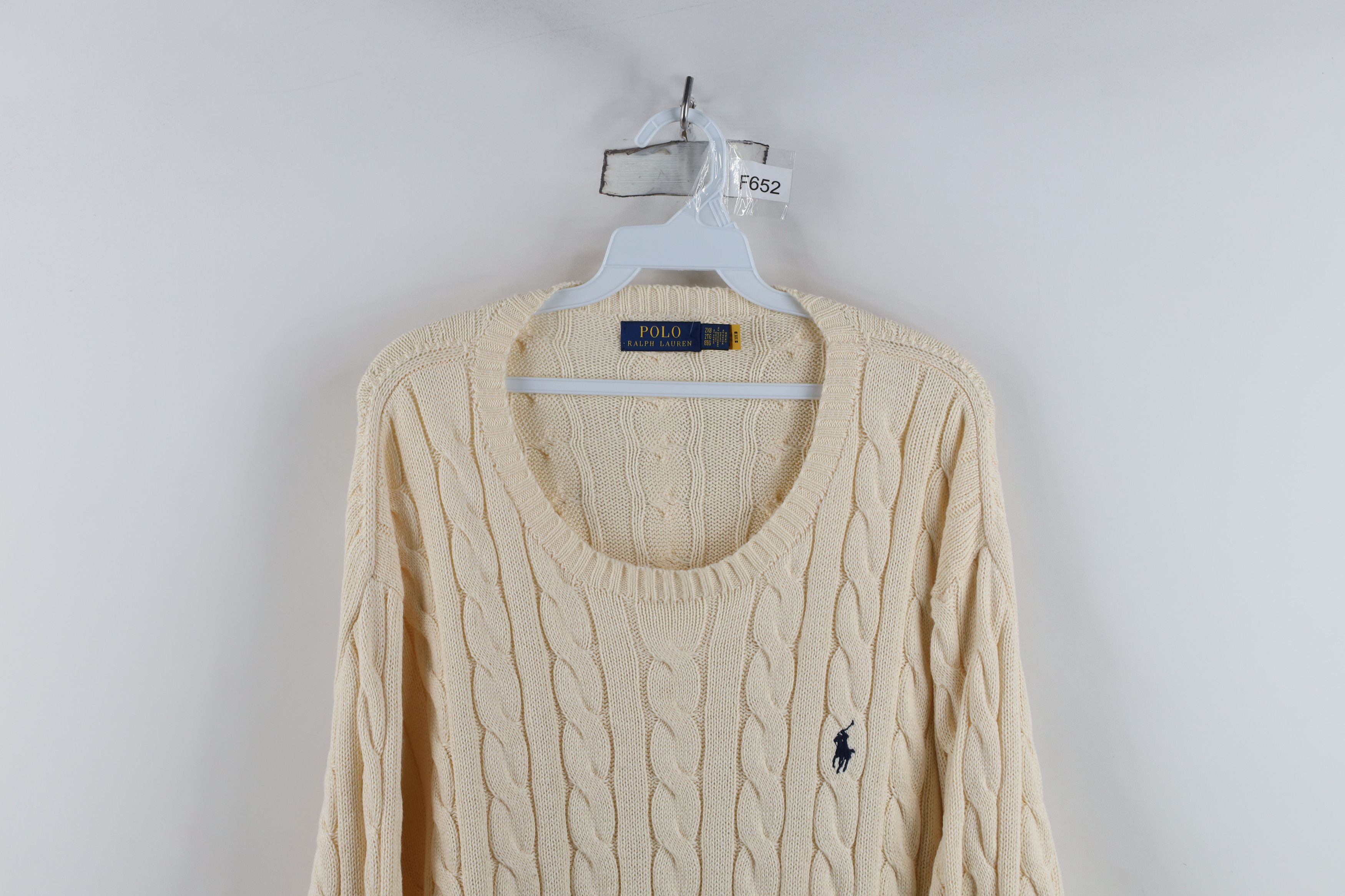 Ralph Lauren Vintage Ralph Lauren Cable Knit Crewneck Sweater Cream Size US XXL / EU 58 / 5 - 2 Thumbnail