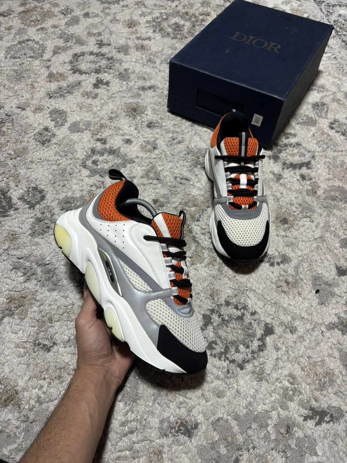 Dior Dior B22 Sneakers White Grey Orange – Size EU 43.5 (US 10.5) Size US 10.5 / EU 43-44 - 1 Thumbnail
