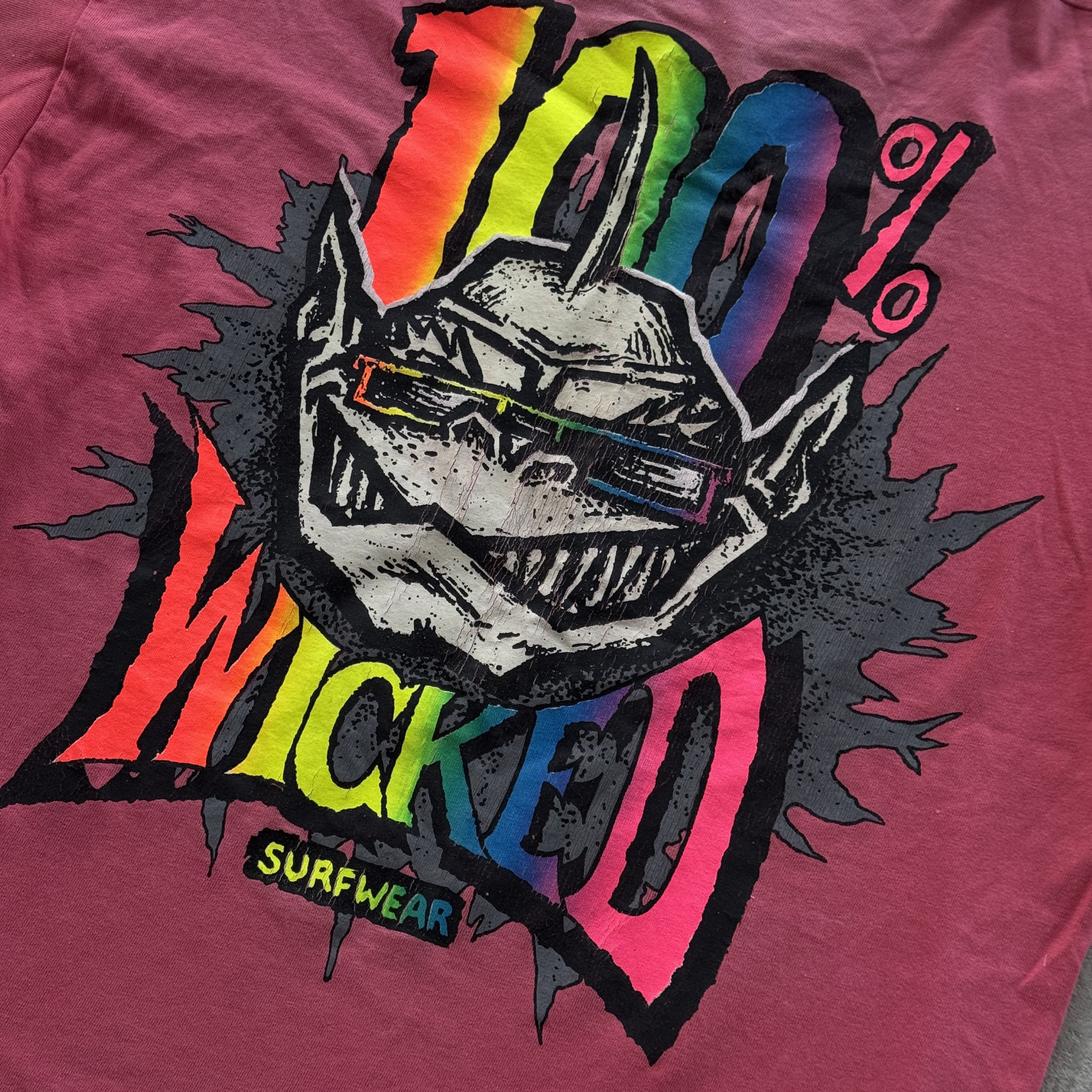 Vintage Vintage 90s 100% Wicked Surfwear Graphic Tee Size US L / EU 52-54 / 3 - 5 Thumbnail