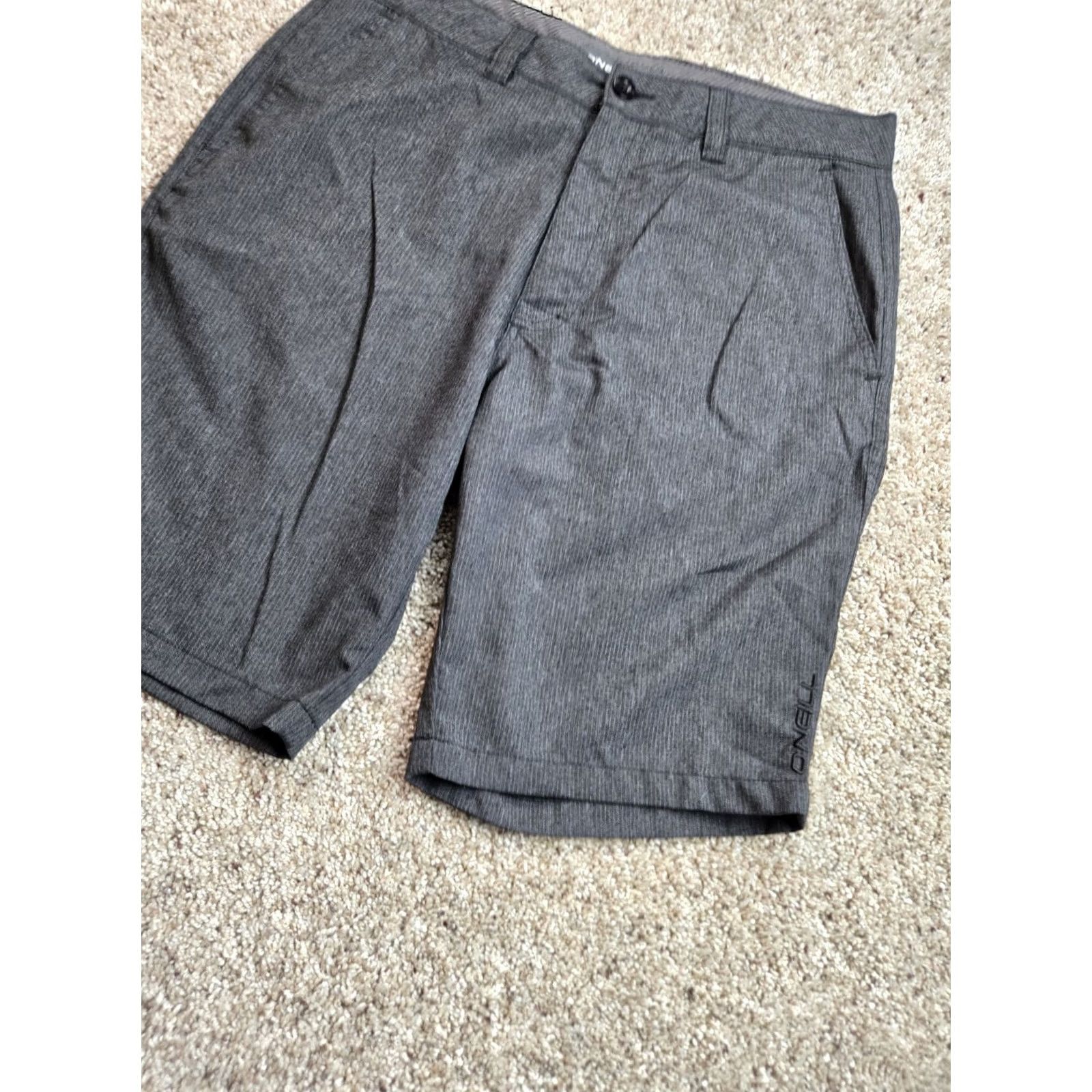 O'Neill O'Neill Chino Shorts Mens 34 Gray 10" Inseam Pockets Vintage: No Casual Plaid Pattern 5-Pocket Design Front Zip Charcoal Gray Size US 34 / EU 50 - 2 Thumbnail