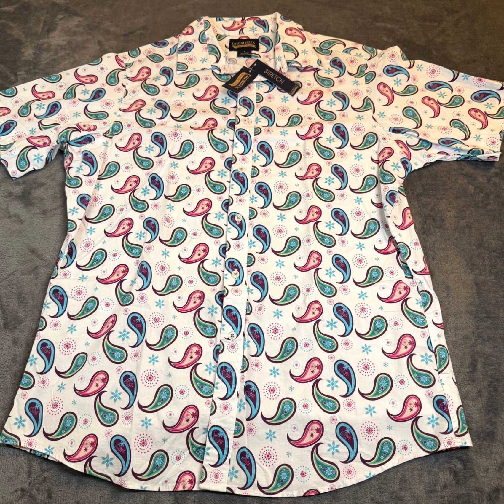 Cremieux Cremieux Premium Denim Button Up Shirt Mens Large White Paisley Stretch NWT Size US L / EU 52-54 / 3 - 3 Thumbnail