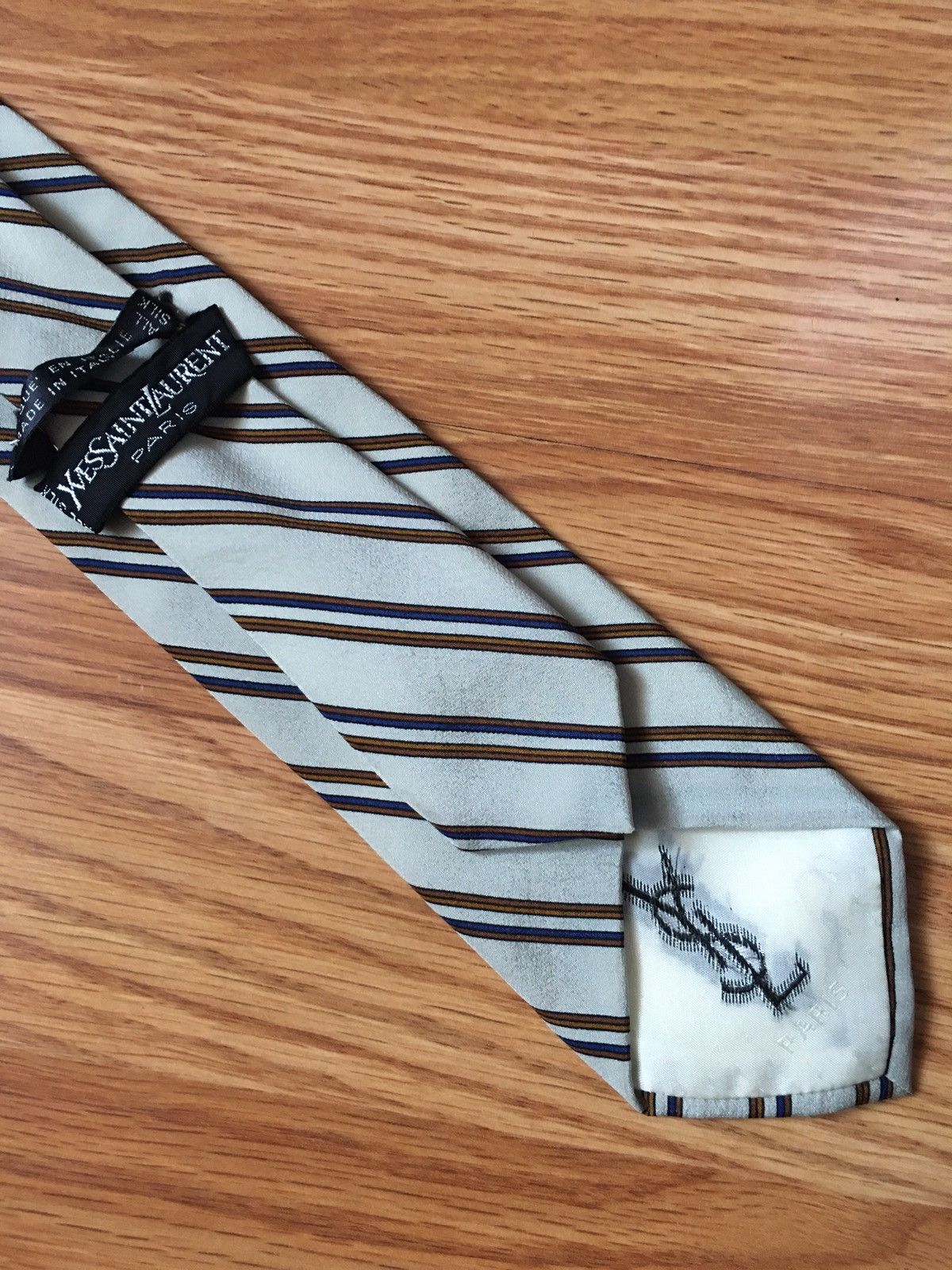 Yves Saint Laurent Yves Saint Laurent YSL Vintage Stripe Silk Mens Tie Size ONE SIZE - 1 Thumbnail