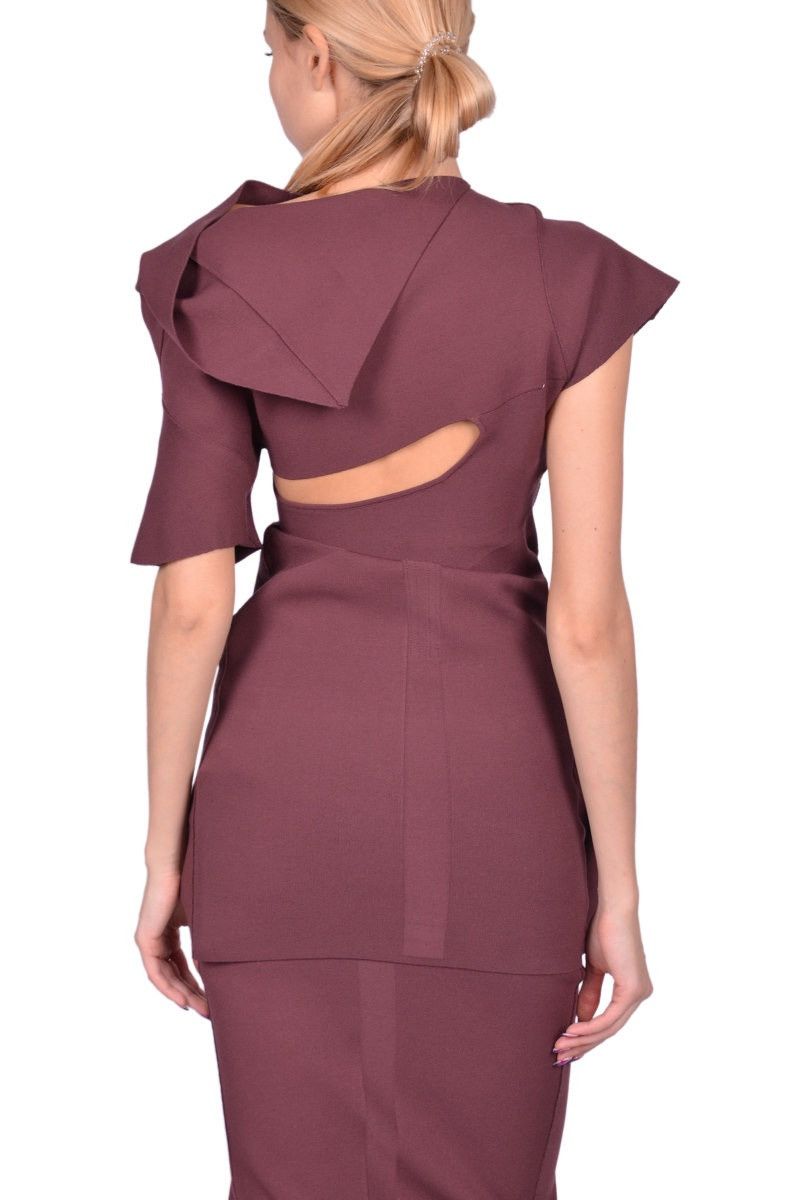 Rick Owens Last Size Rick Owens Drapped Burgundy Asymmetrical Top Size M / US 6-8 / IT 42-44 - 4 Thumbnail