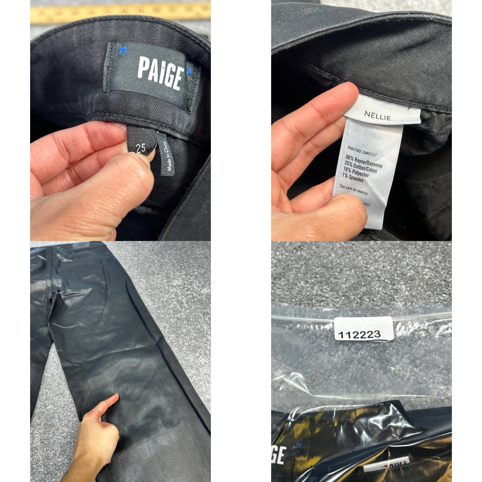 Paige Paige Nellie Cropped Jeans Women 25 Black Denim High Rise Wide Leg 26x26 Jeans Woman Slim Stretch Cotton Spandex Rayon Paige Rich City Preppy Modern Size 42" / US 20 - 8 Thumbnail