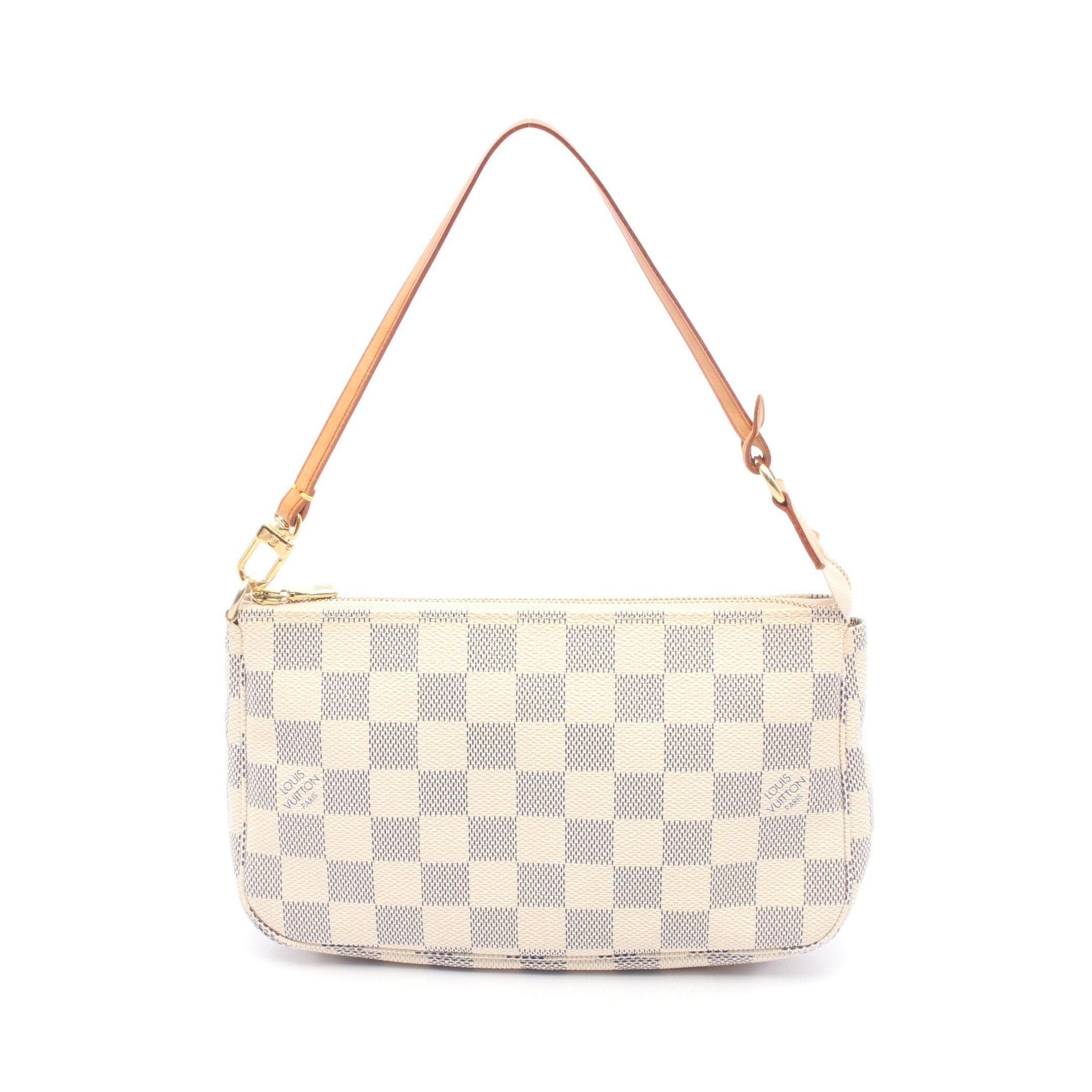 Louis Vuitton Louis Vuitton Pochette Accessoires Damier Azur Handbag Leather White Size ONE SIZE - 1 Thumbnail
