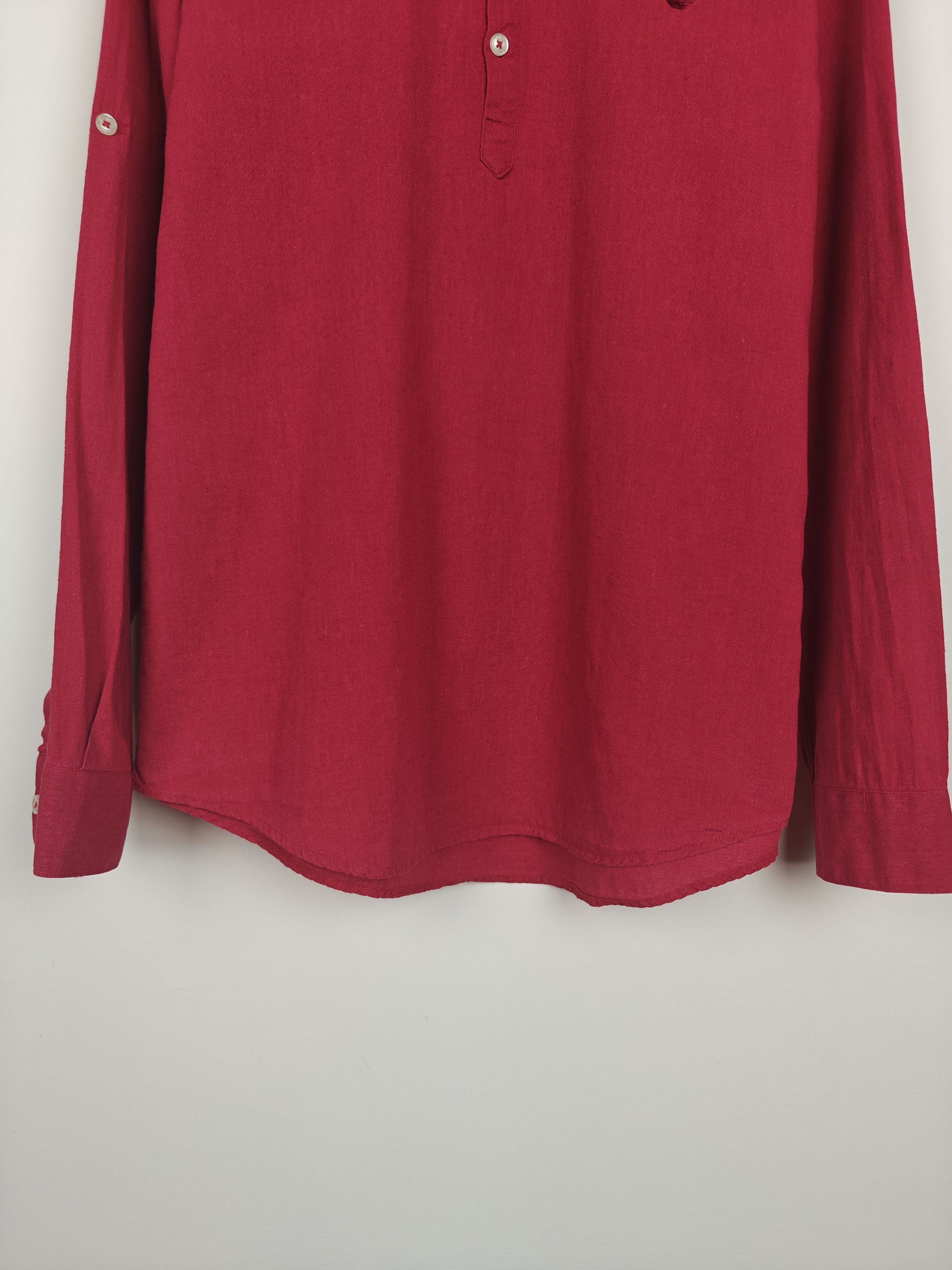 Armani Armani Jeans Shirt VTG Linen/Cotton Red 1/4 size L Size US L / EU 52-54 / 3 - 3 Thumbnail