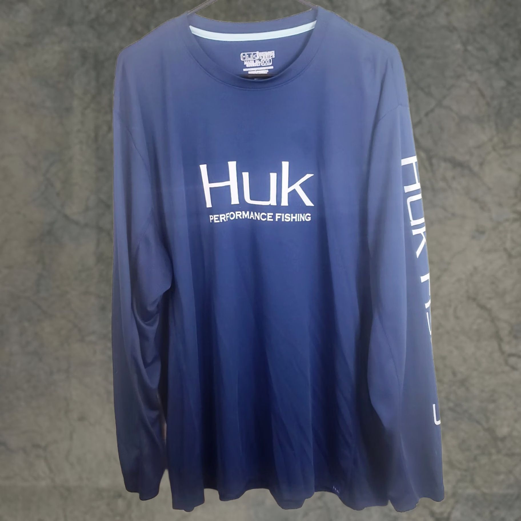 Vintage Huk Fishing Shirt Mens XXL Blue Long Sleeve Performance Stretch Sun Protection Logos Size US XXL / EU 58 / 5 - 1 Thumbnail