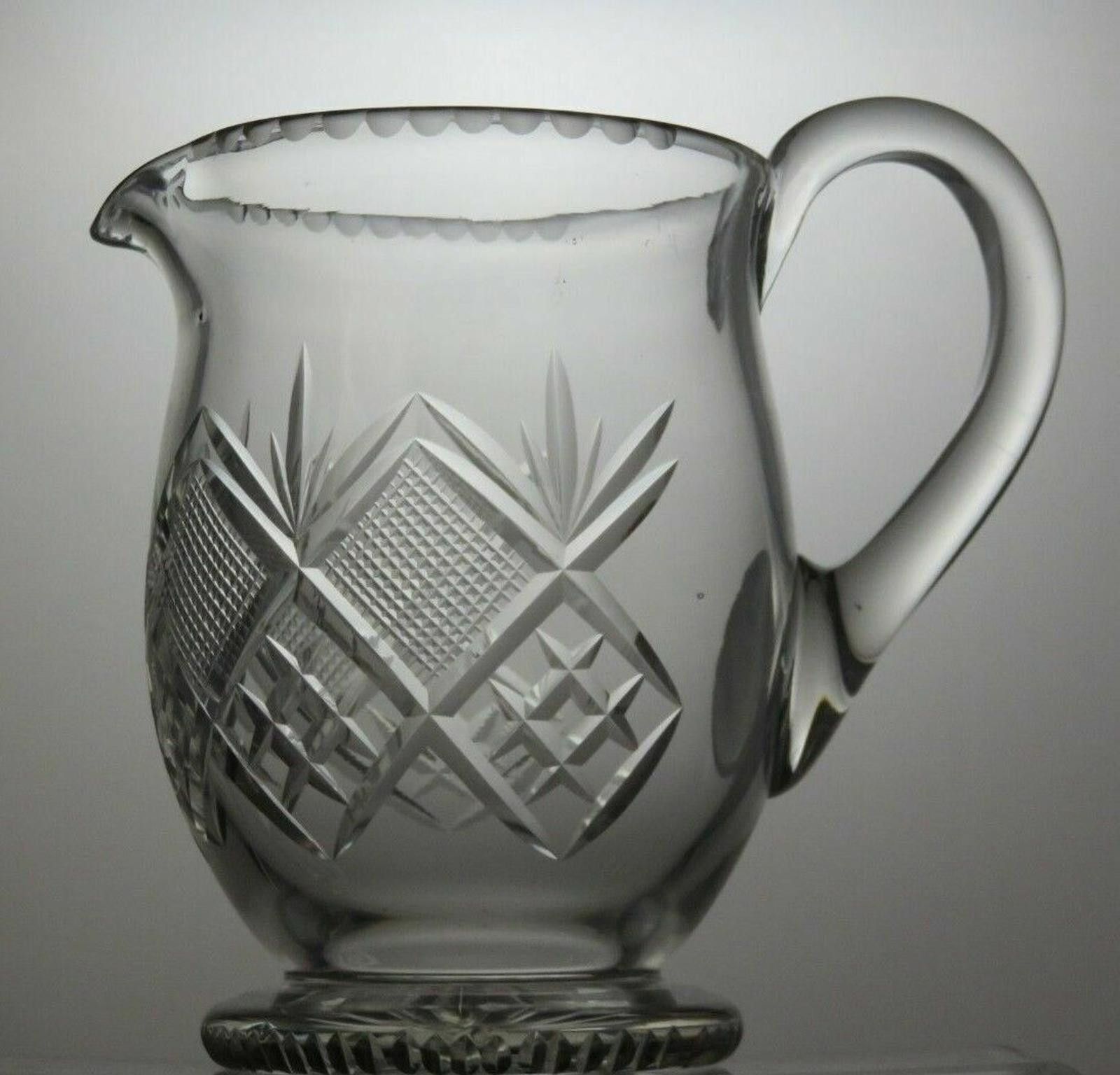 The Unbranded Brand Vintage Lead Crystal Cut Glass Water Jug 6 1/2" Size ONE SIZE - 3 Thumbnail