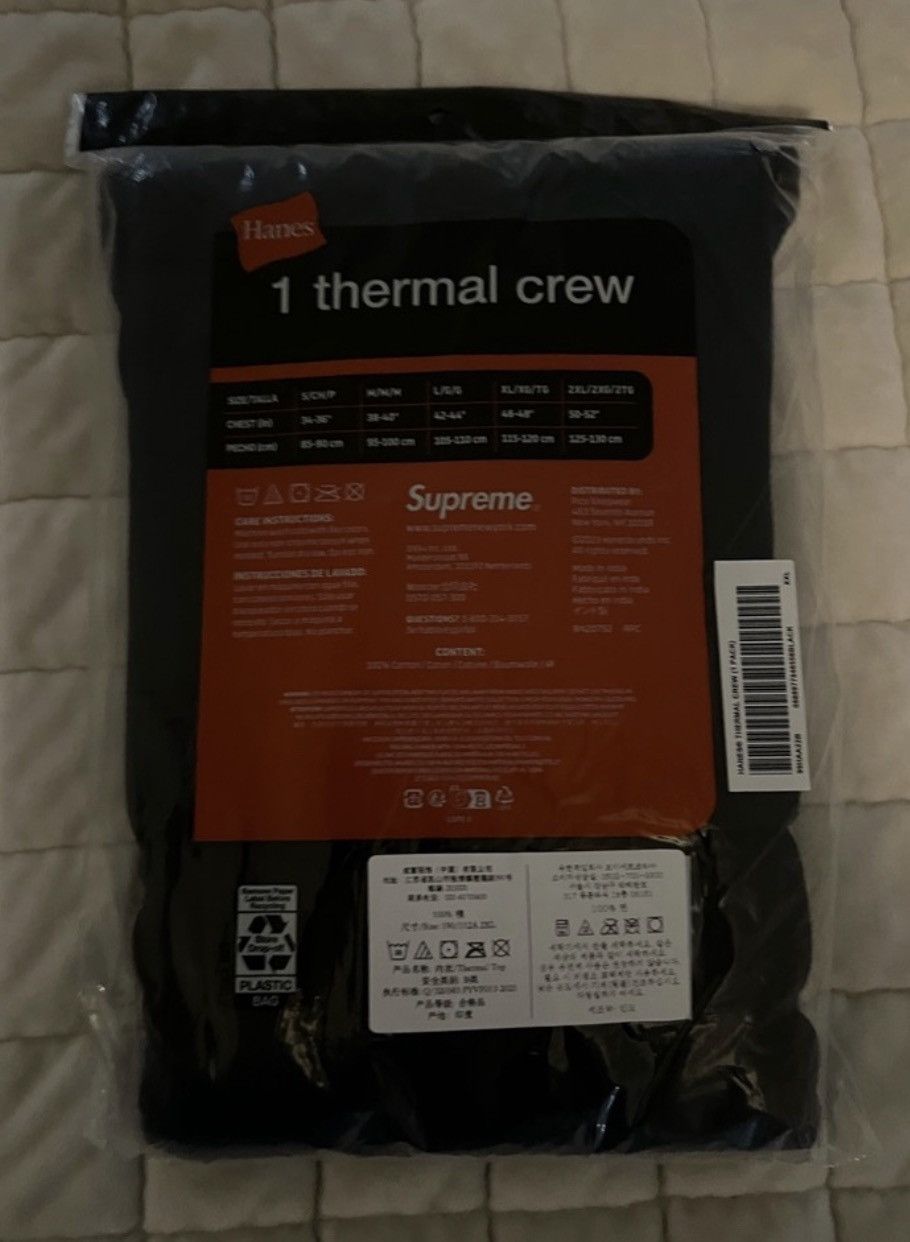 Hanes × Supreme Supreme® Hanes Thermal Crew 1-Pack L/S Top Black Size XXL Size US XXL / EU 58 / 5 - 3 Thumbnail