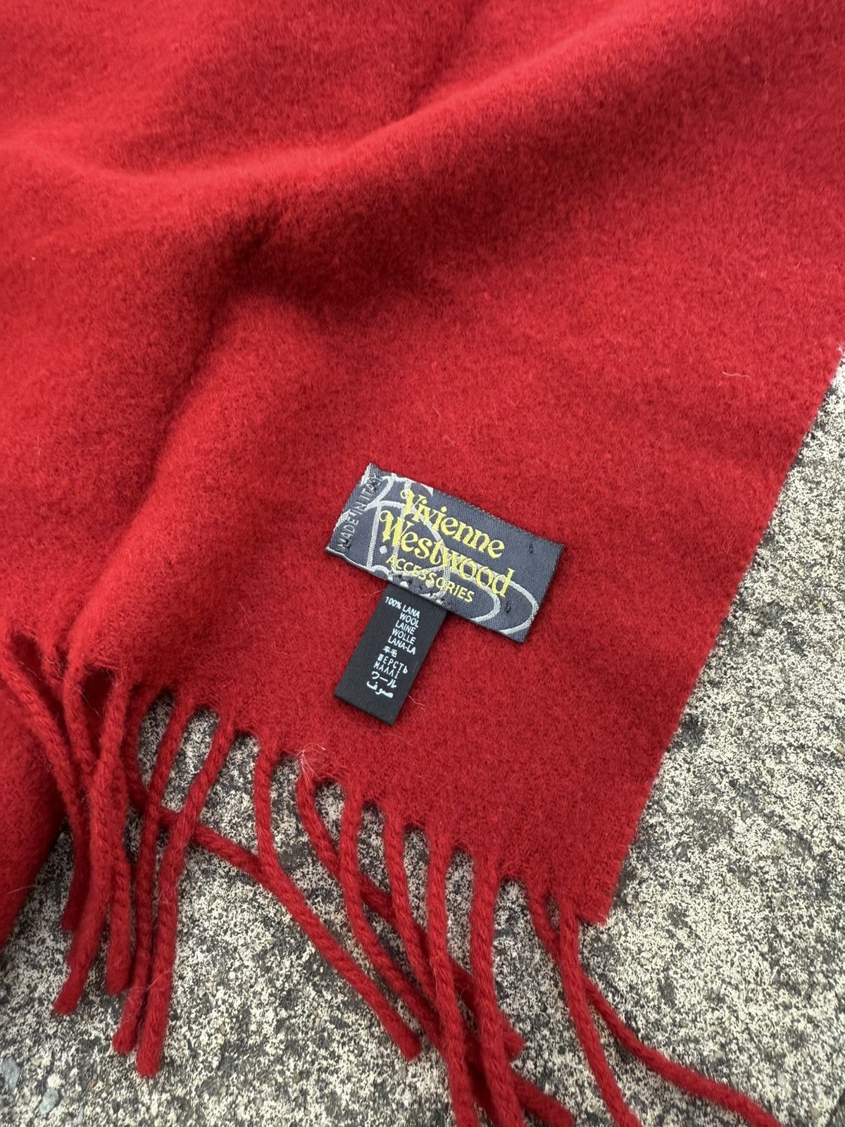 Vivienne Westwood Vivienne Westwood Logo Wool Red Scarf Size ONE SIZE - 6 Thumbnail