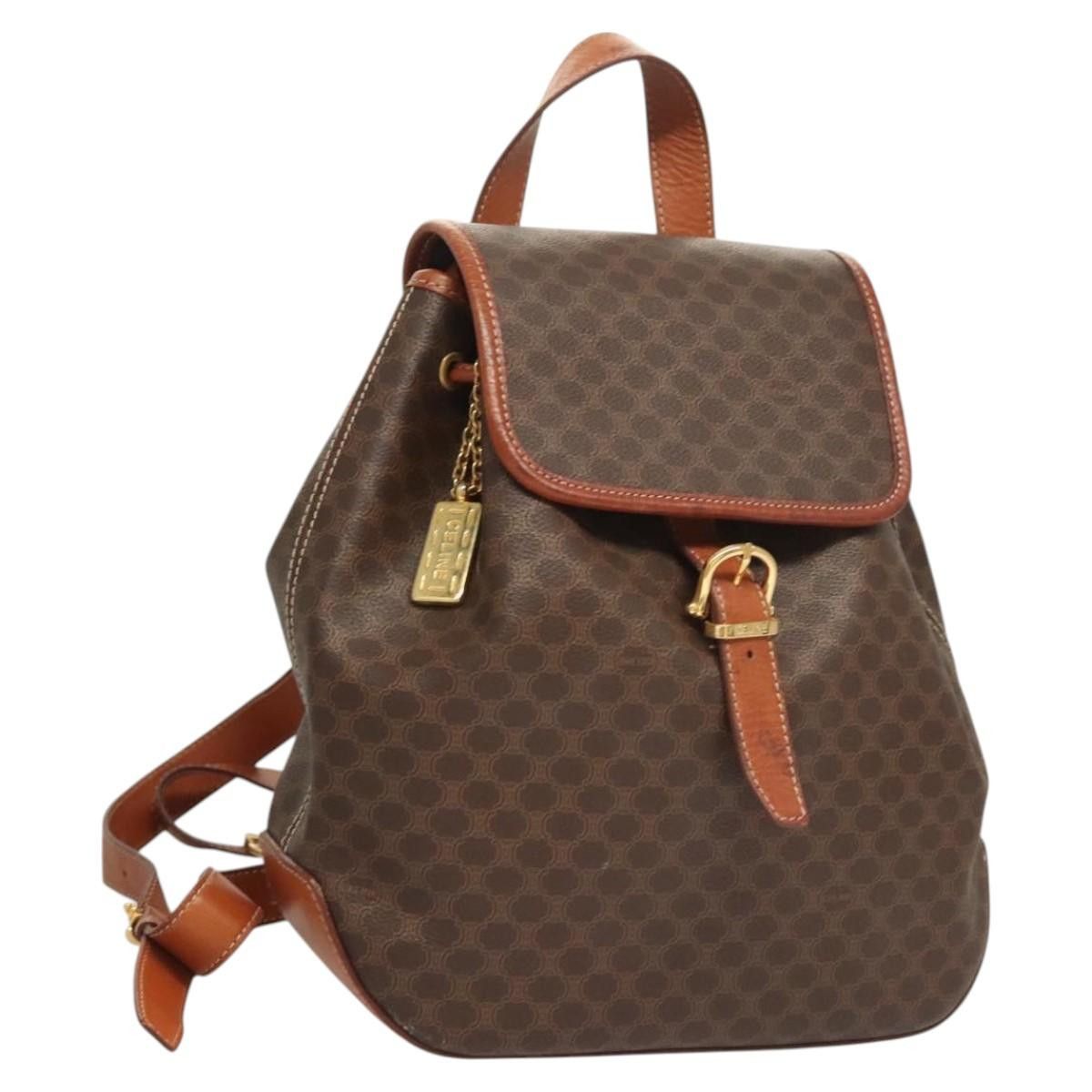 CELINE Macadam Canvas Backpack PVC Leather Brown Auth 110876 CELINE Macadam Gancini Backpack Brown Vintage jgndep  main image 4