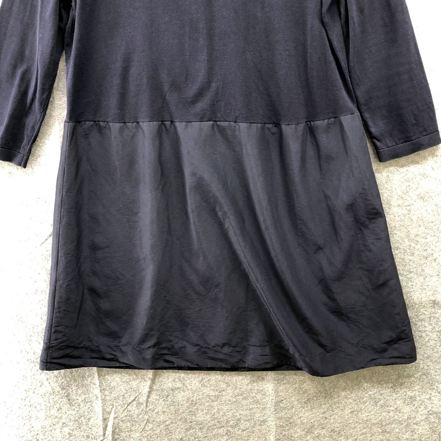 Cos COS 3/4 Sleeve Dress Womens S Navy Blue Crewneck Mixed Media Knit T Shirt Size S / US 4 / IT 40 - 5 Thumbnail