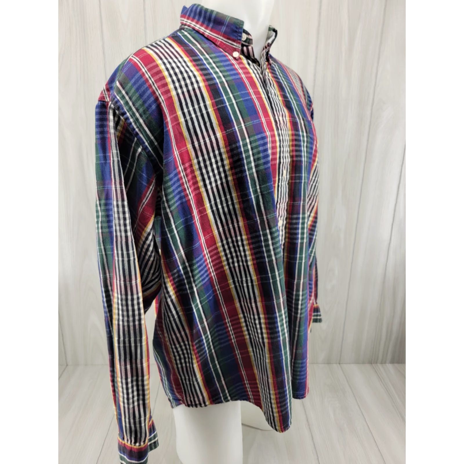 Tommy Hilfiger VTG Tommy Hilfiger Men Plaid Button Up Shirt XL 90s Crest Logo Cotton Multicolor Shirt Mens Button-Front Theme 90s Size US XL / EU 56 / 4 - 5 Thumbnail